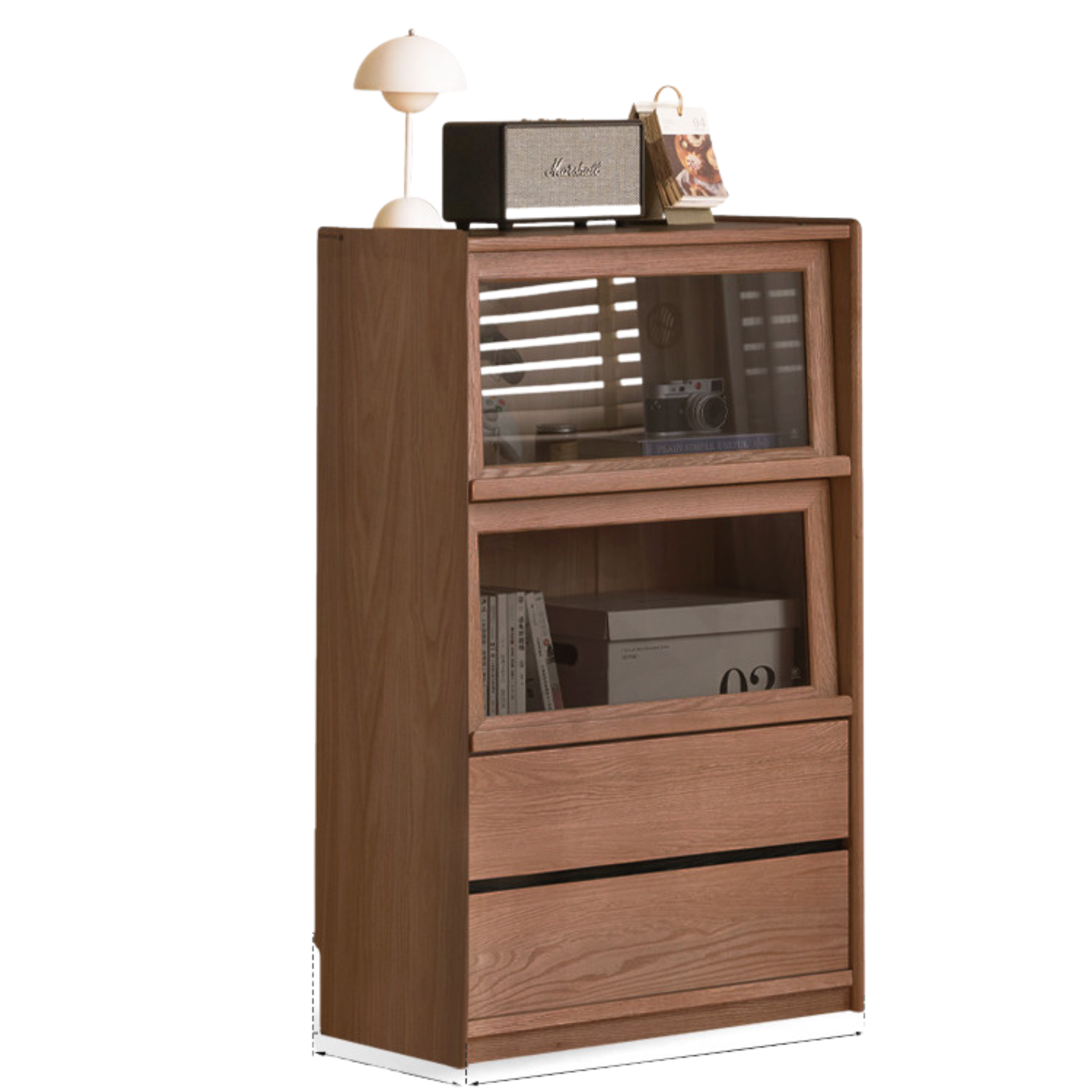 Black Walnut, Fanlongan, Ash Solid Wood Modern Style Side Cabinet.