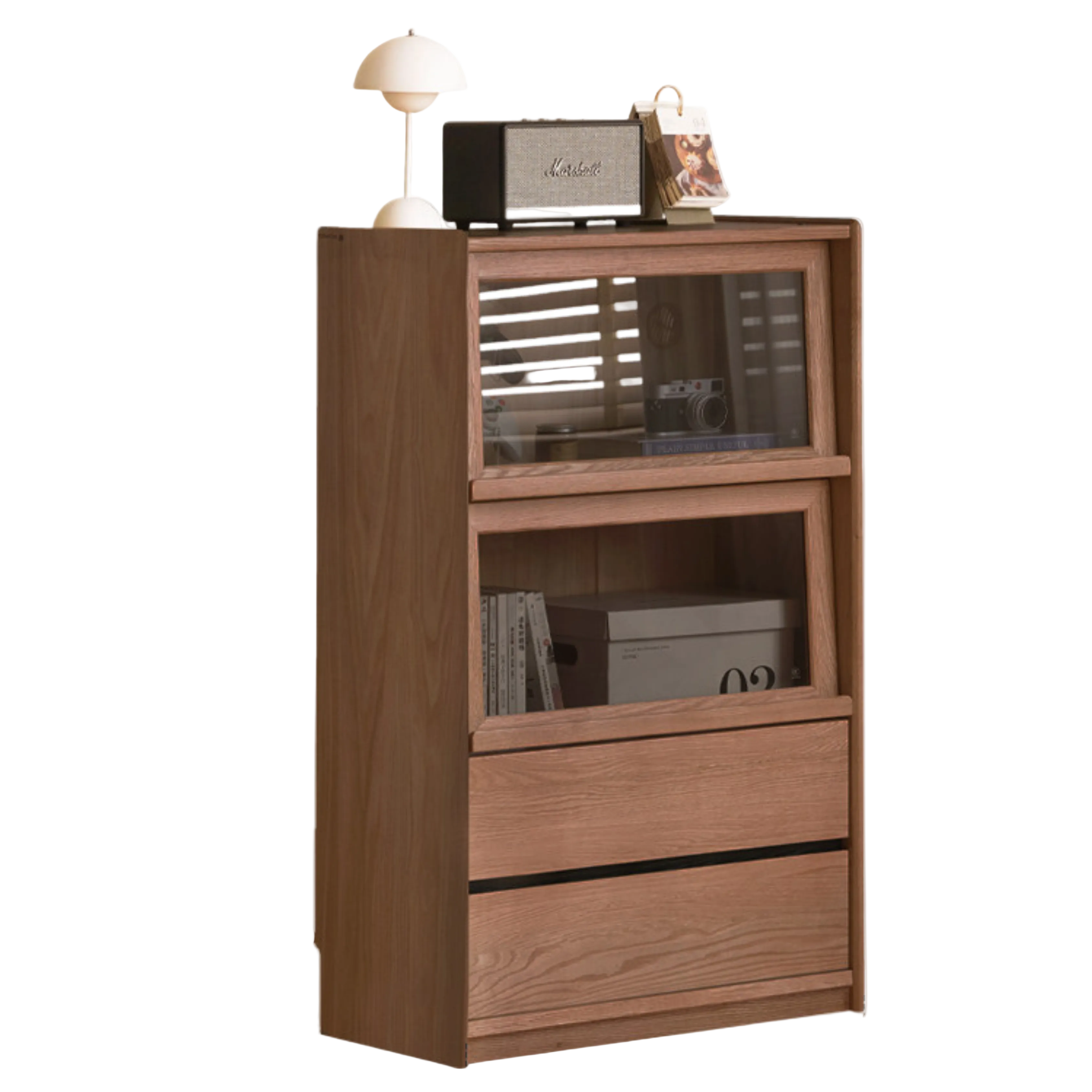 Black Walnut, Solid Longan Hardwood, Ash Solid Wood Modern Style Side Cabinet.