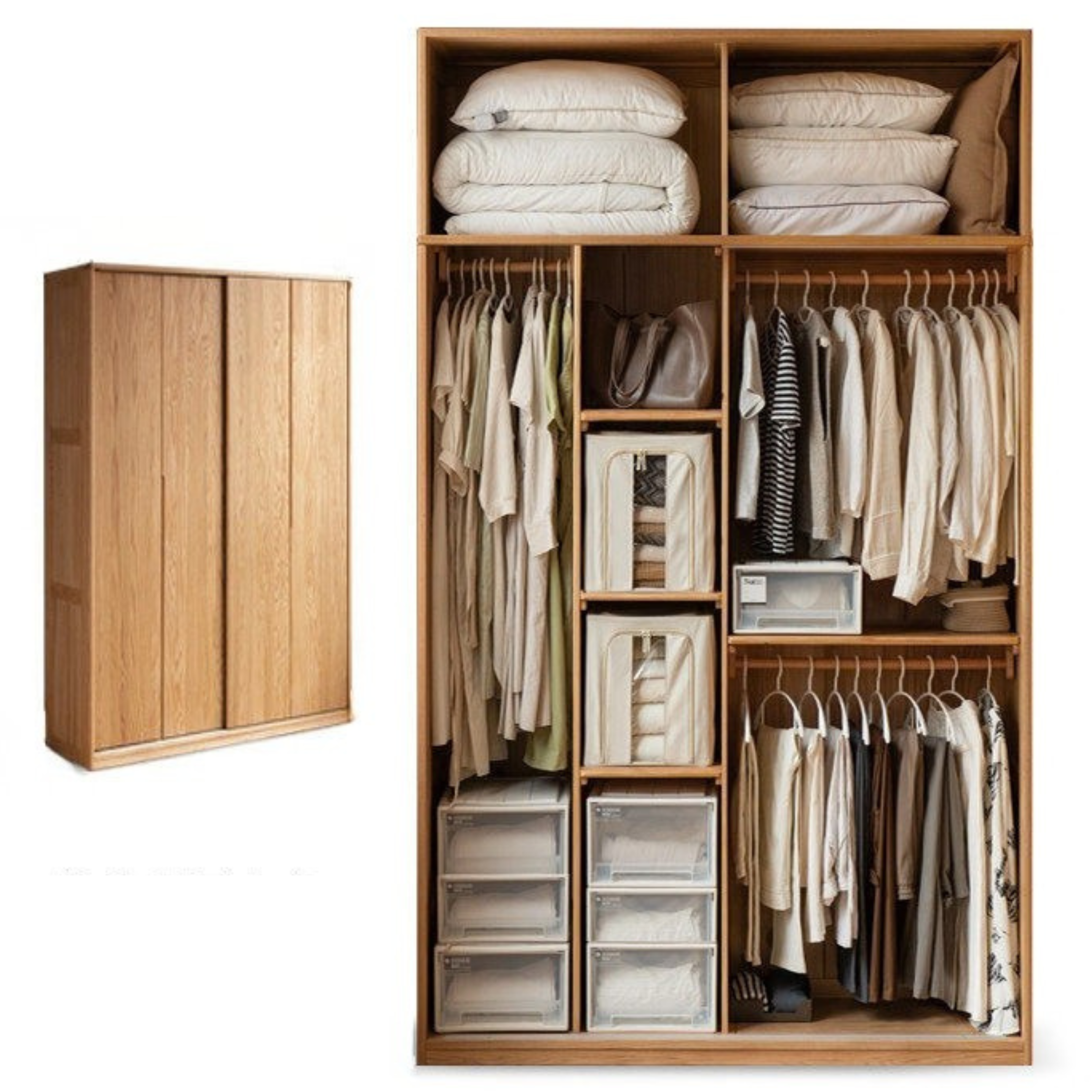 Oak Solid Wood Wardrobe Sliding Door.