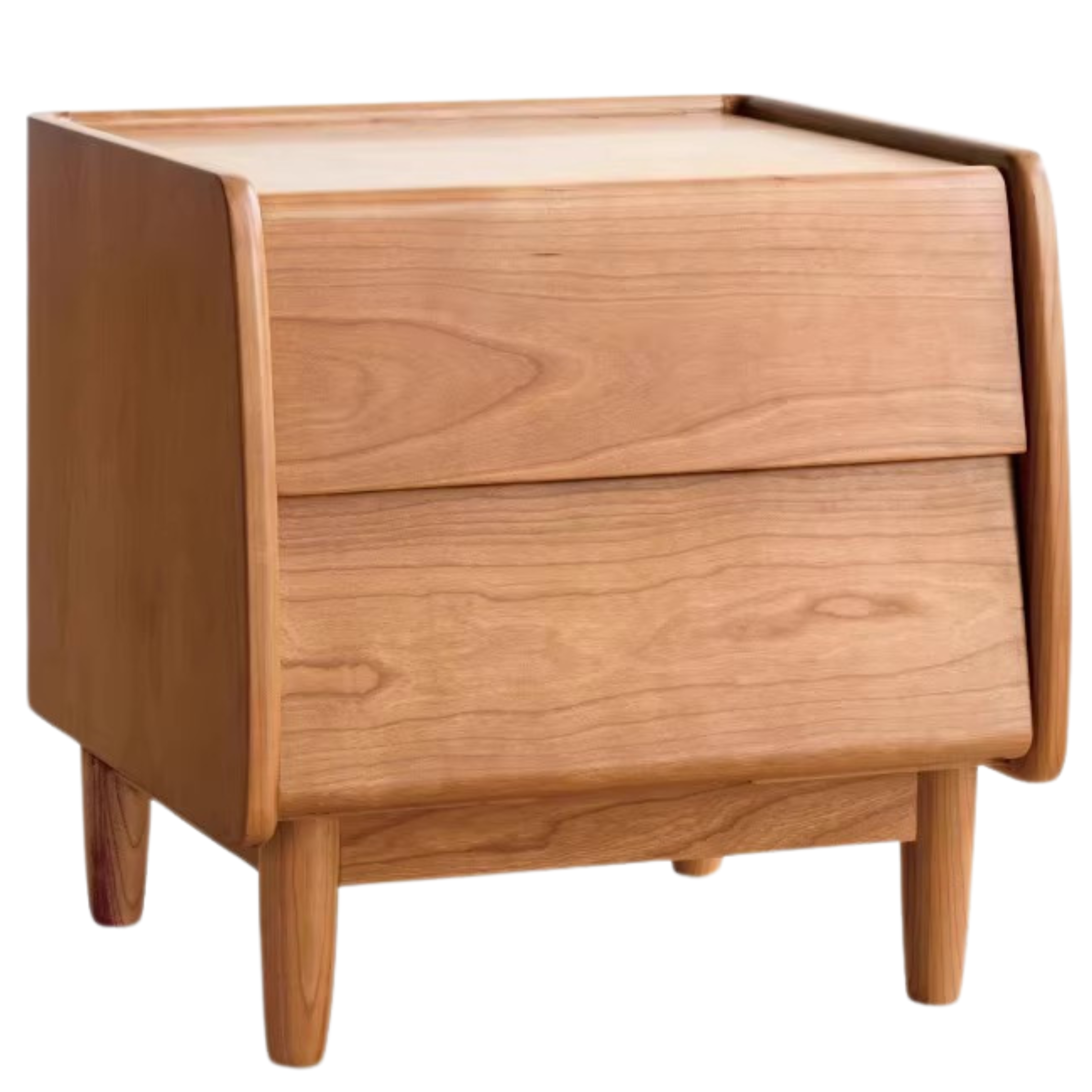 Cherry Wood Waves Nightstand.