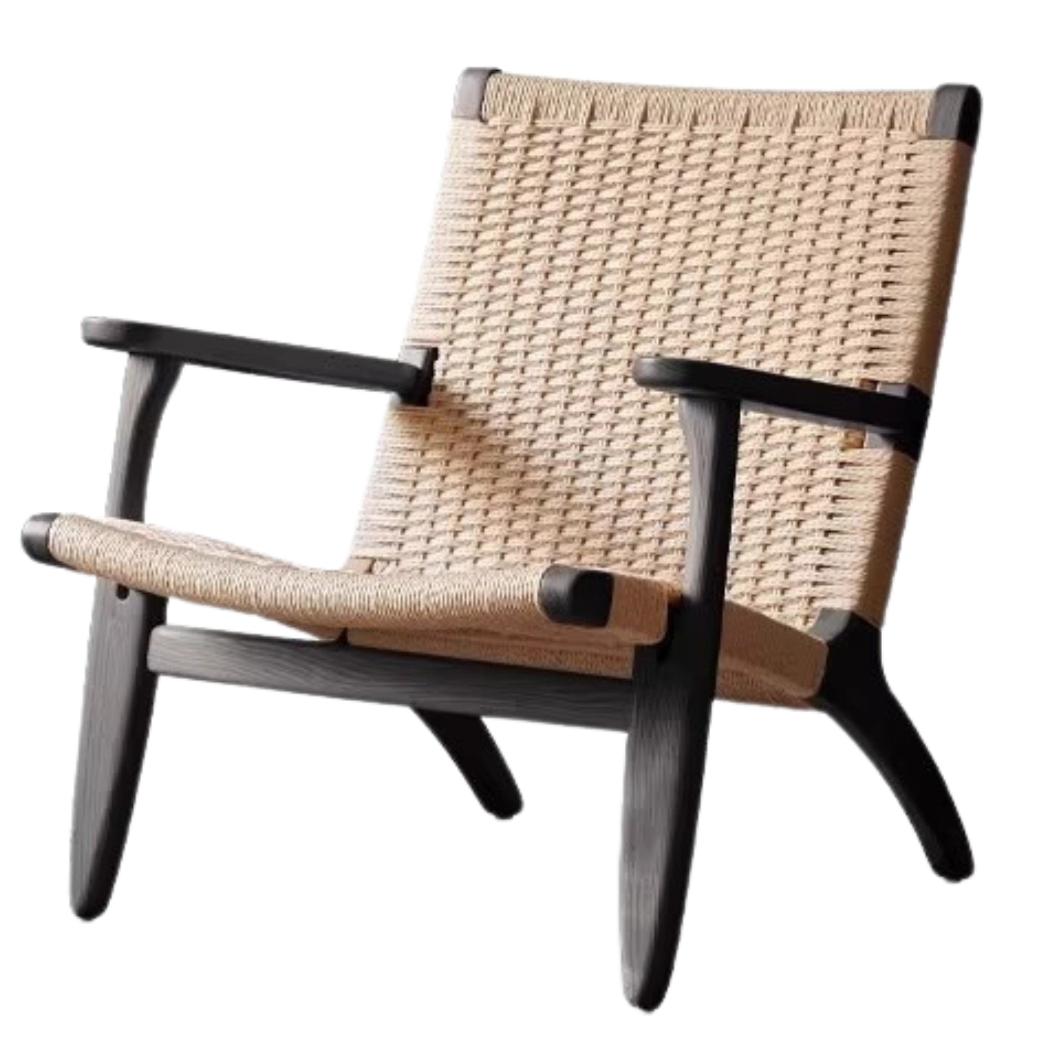 Ash Solid Wood Armchair Rope Weaving )