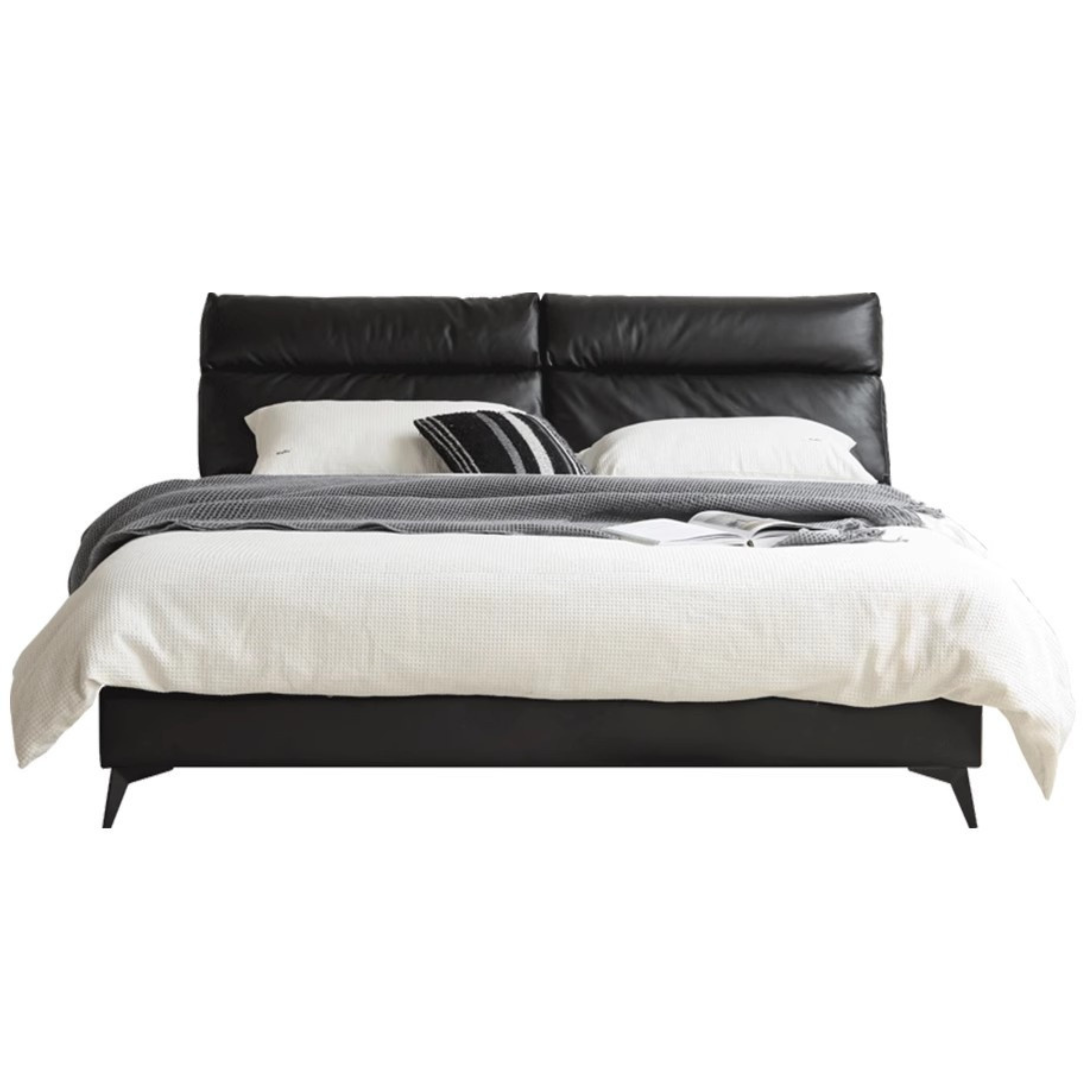 Leather Upholstered Bed with Down Filling