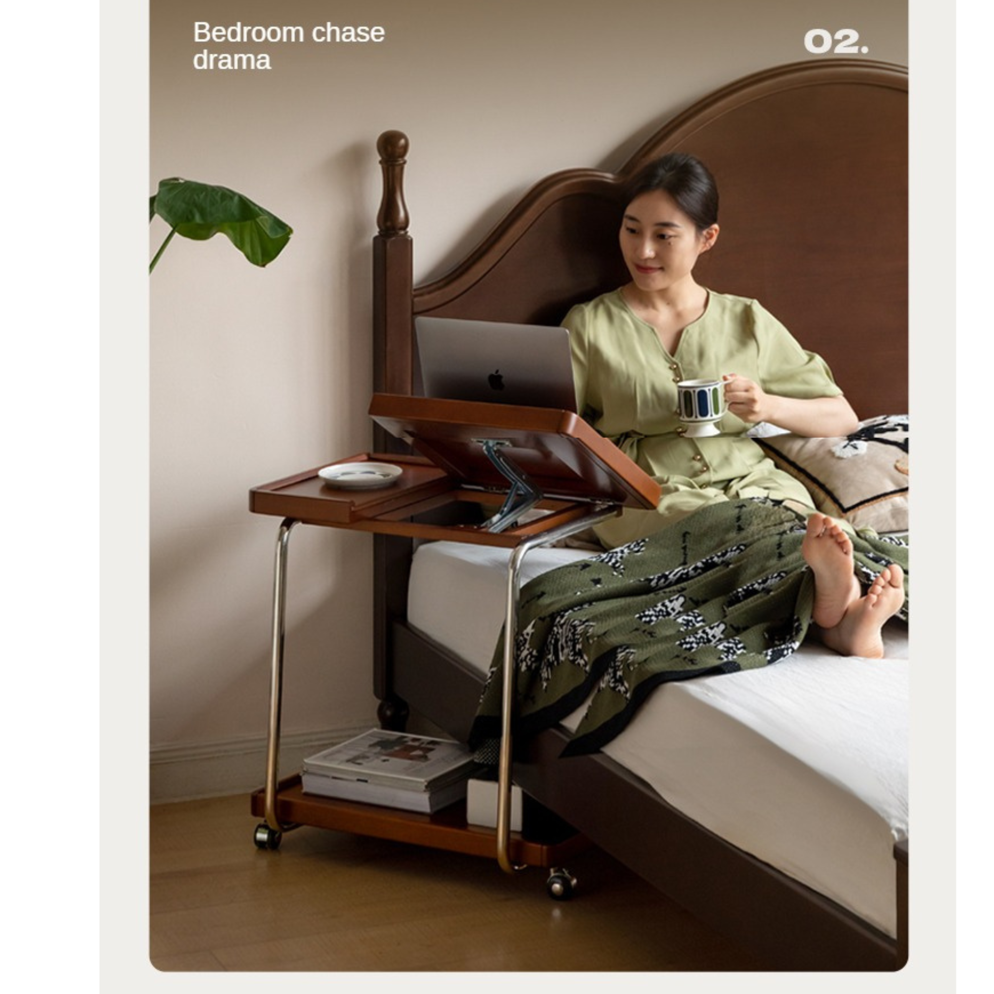 Poplar, Cherry, Black Walnut, Oak Solid Wood Mobile Side Table