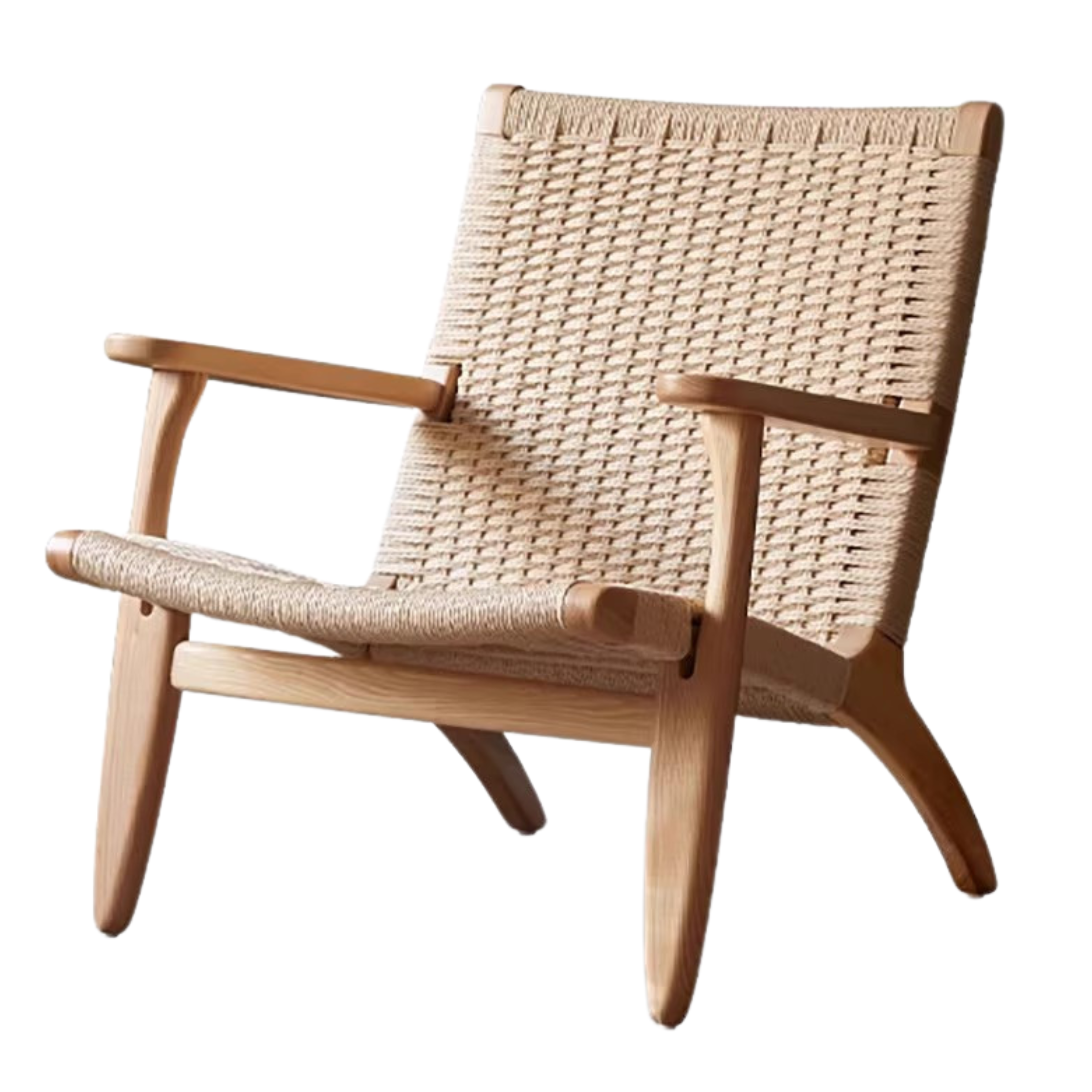 Ash Solid Wood Armchair Rope Weaving )