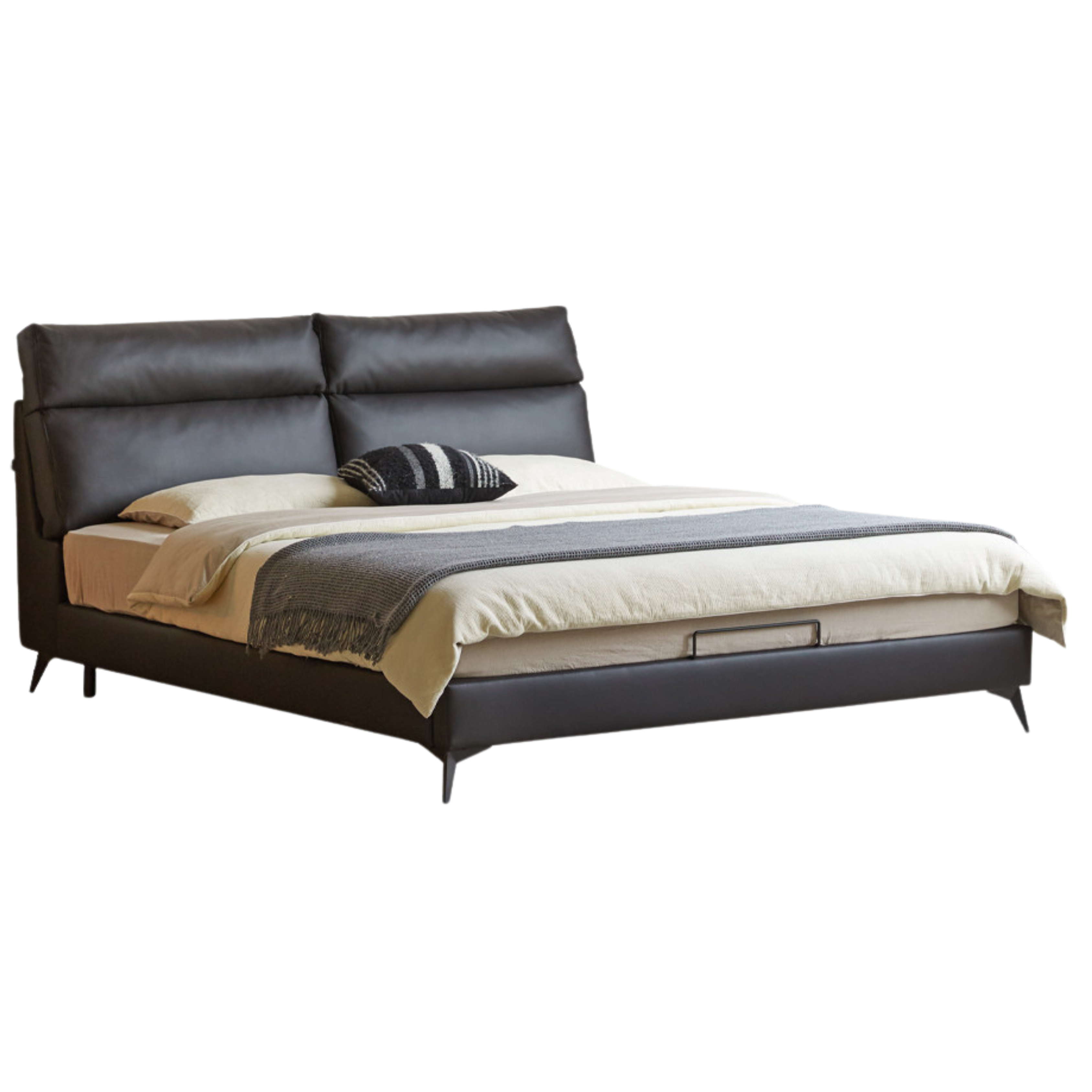 Leather Upholstered Bed with Down Filling