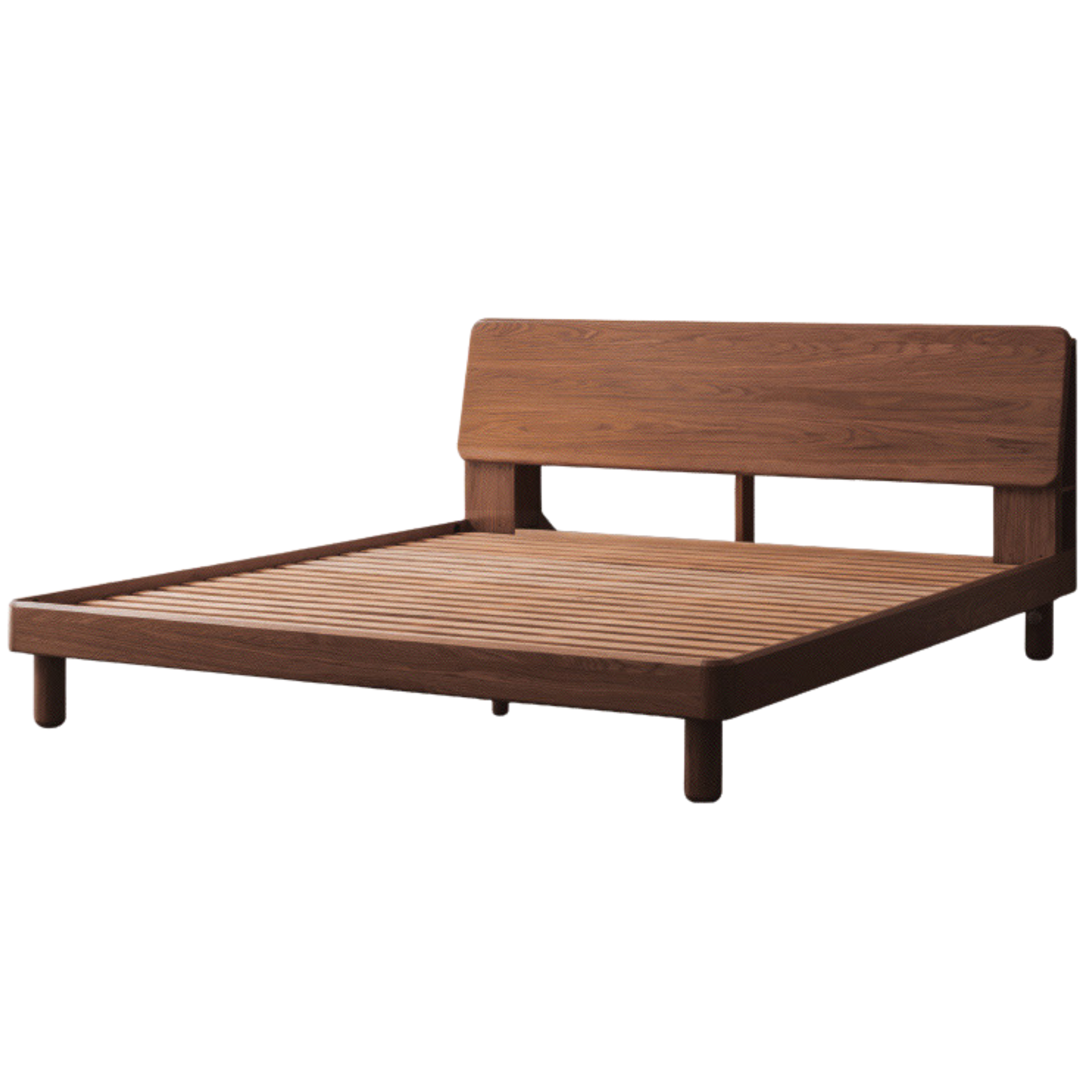 Oak Solid Wood Bed with Light, Storage Space