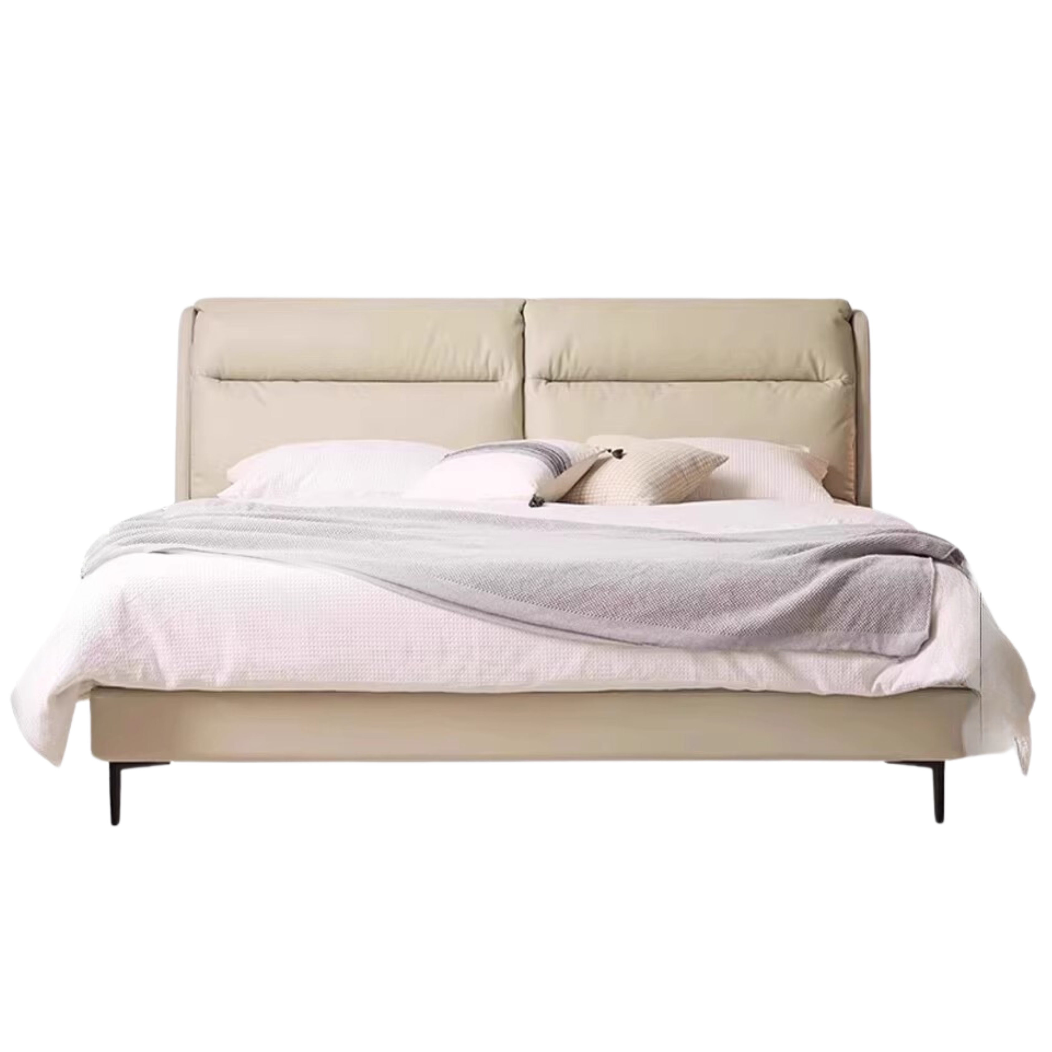 Cream Style Leather First Layer Cowhide Bed