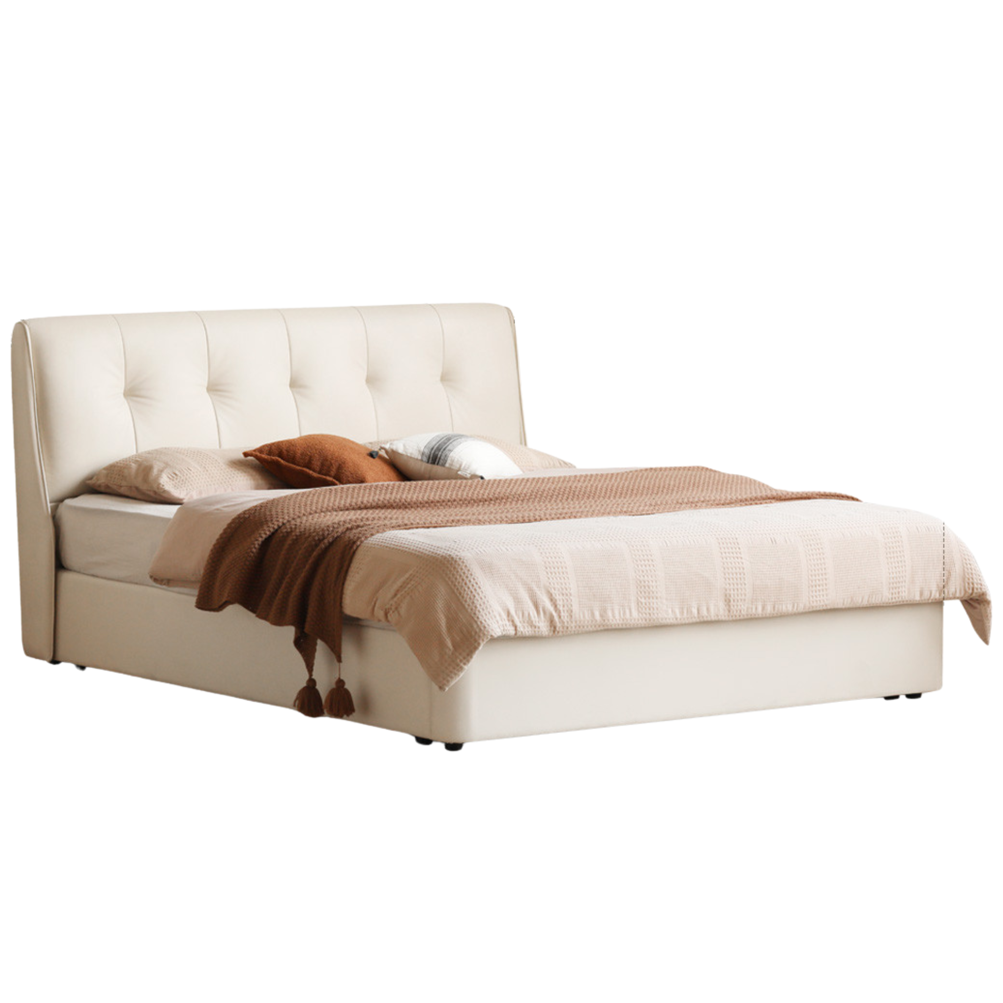 Leather Cream Soft Box Bed