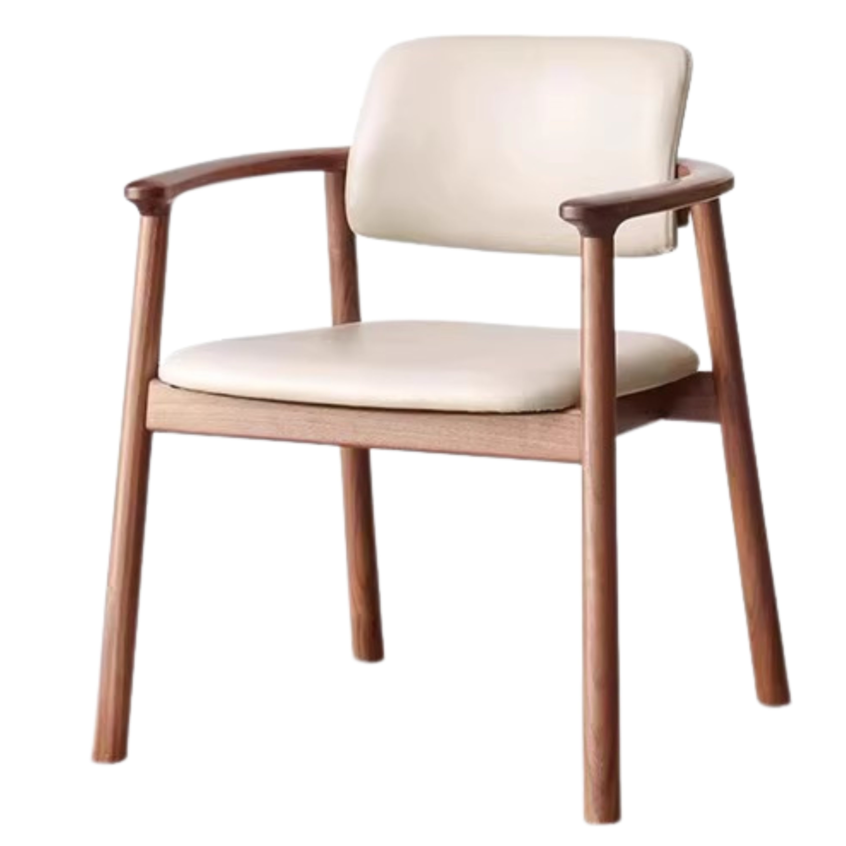 Black Walnut Solid Wood Top layer of Yellow Cowhide Armchair, Organic leather:
