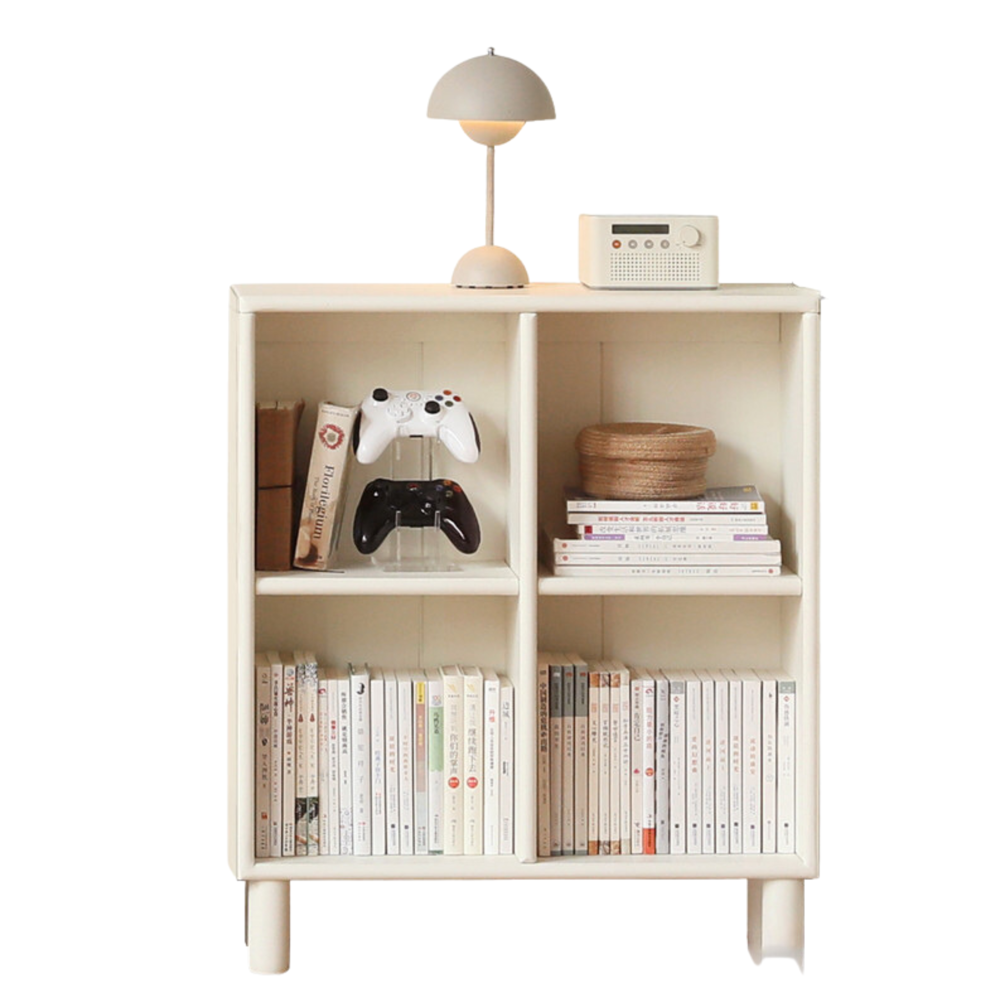 Poplar Solid Wood Bookcase Free Combination Cream Style