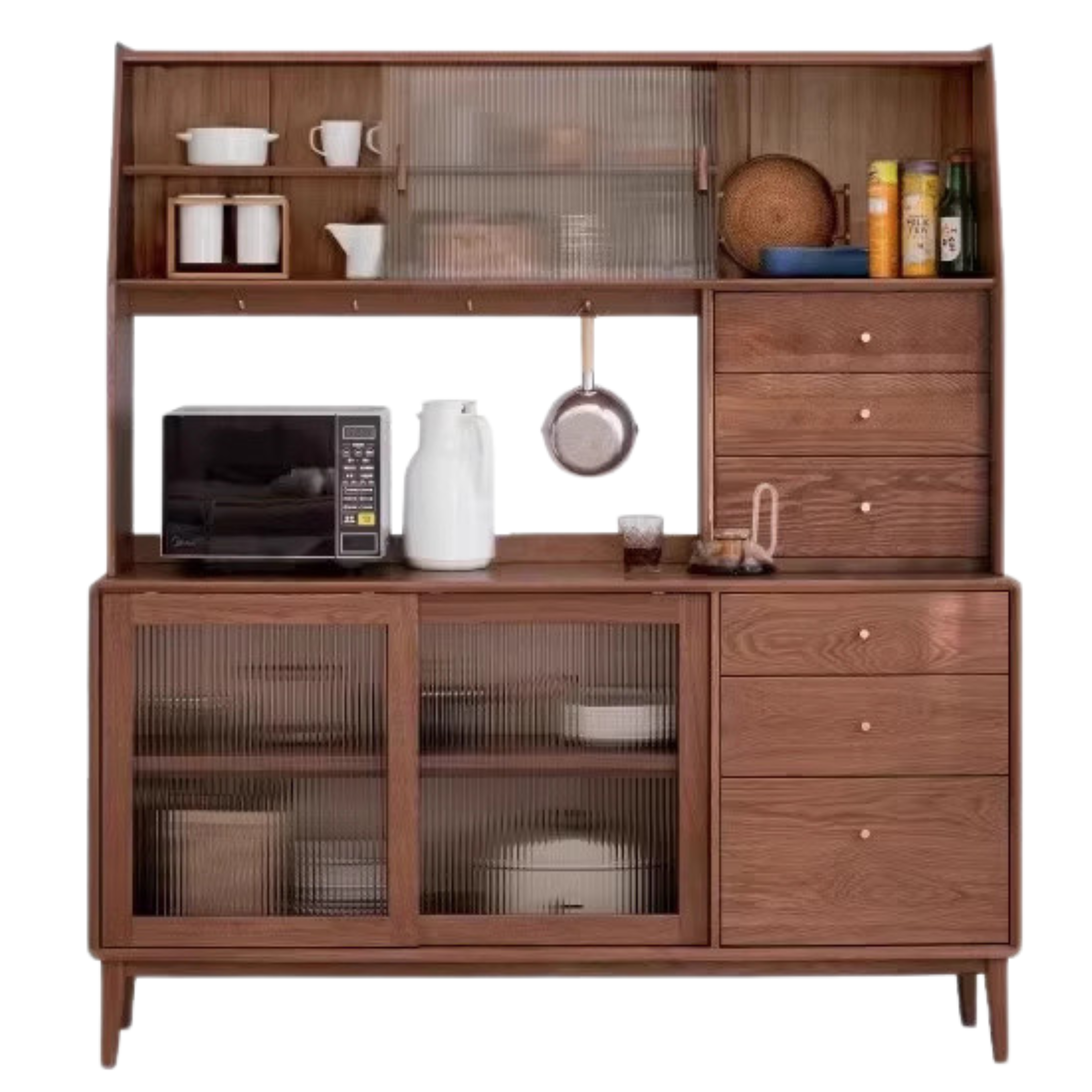 Solid Rubberwood, Oak Solid Wood Sideboard, Buffet Cabinet