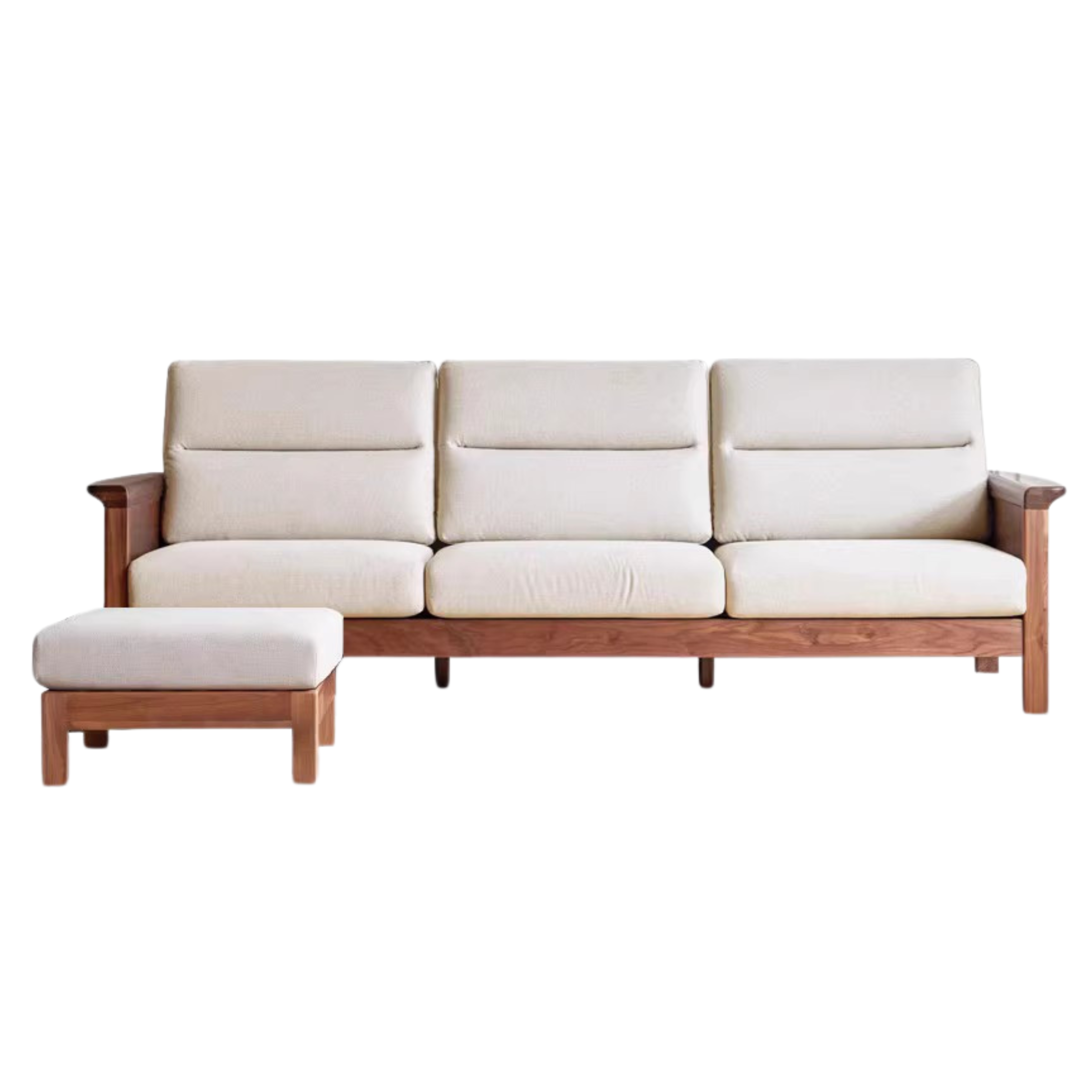 Sandalwood, Black Walnut Solid Wood Fabric Sofa.