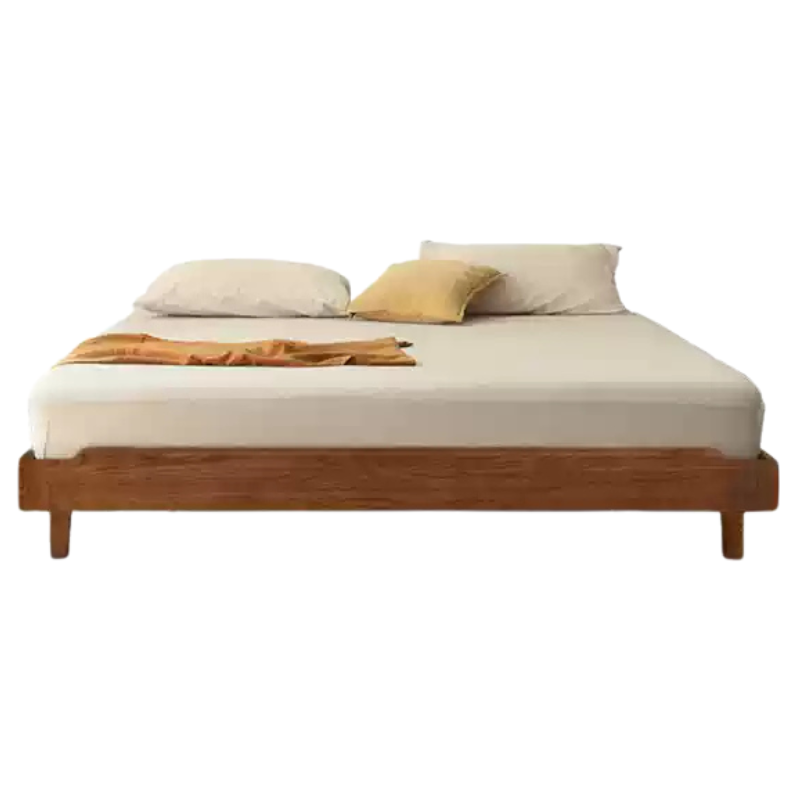 Black Walnut, Ash Solid Wood Platform Bed, Headboard-Free Bed