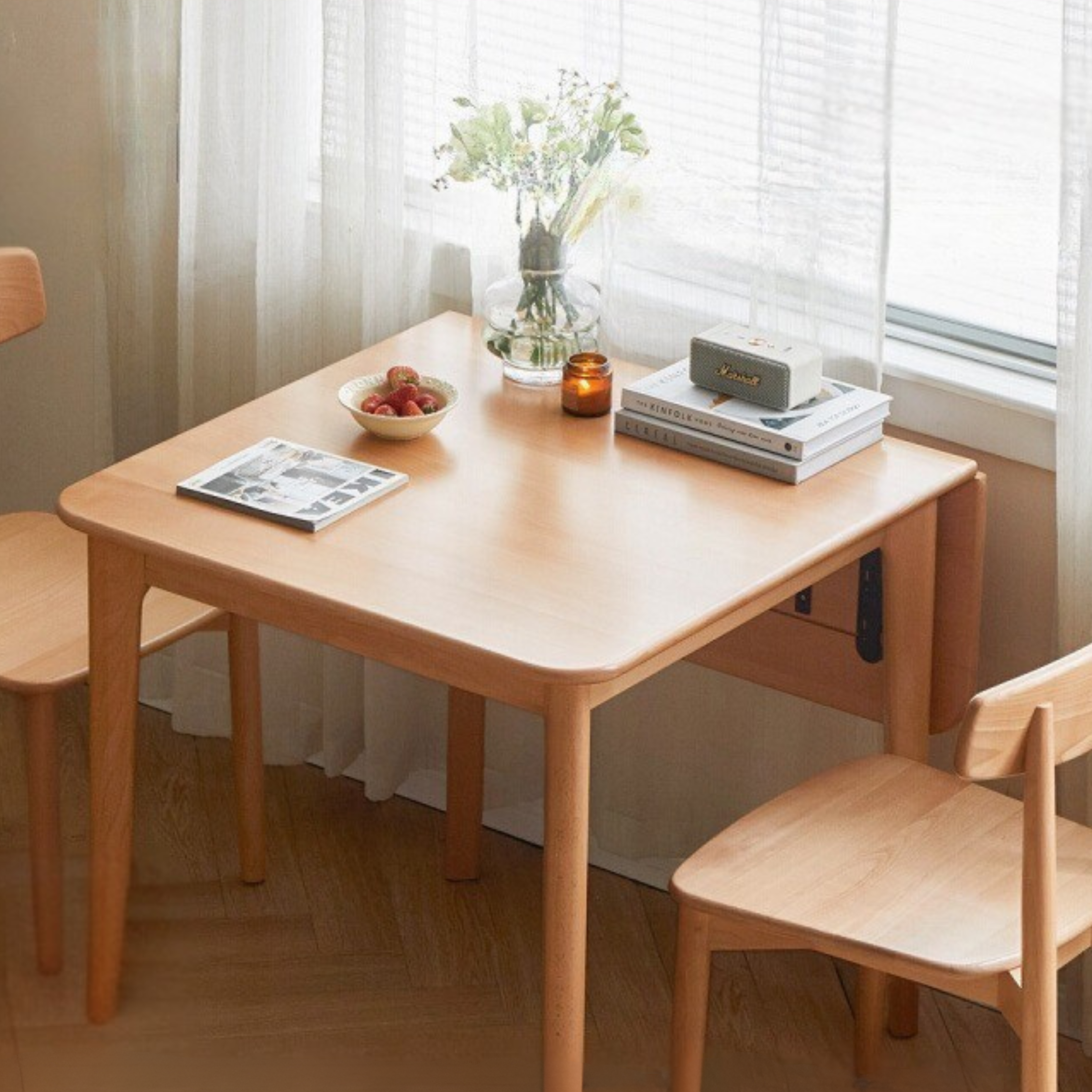 Beech Solid Wood Folding Small Size Dining Table