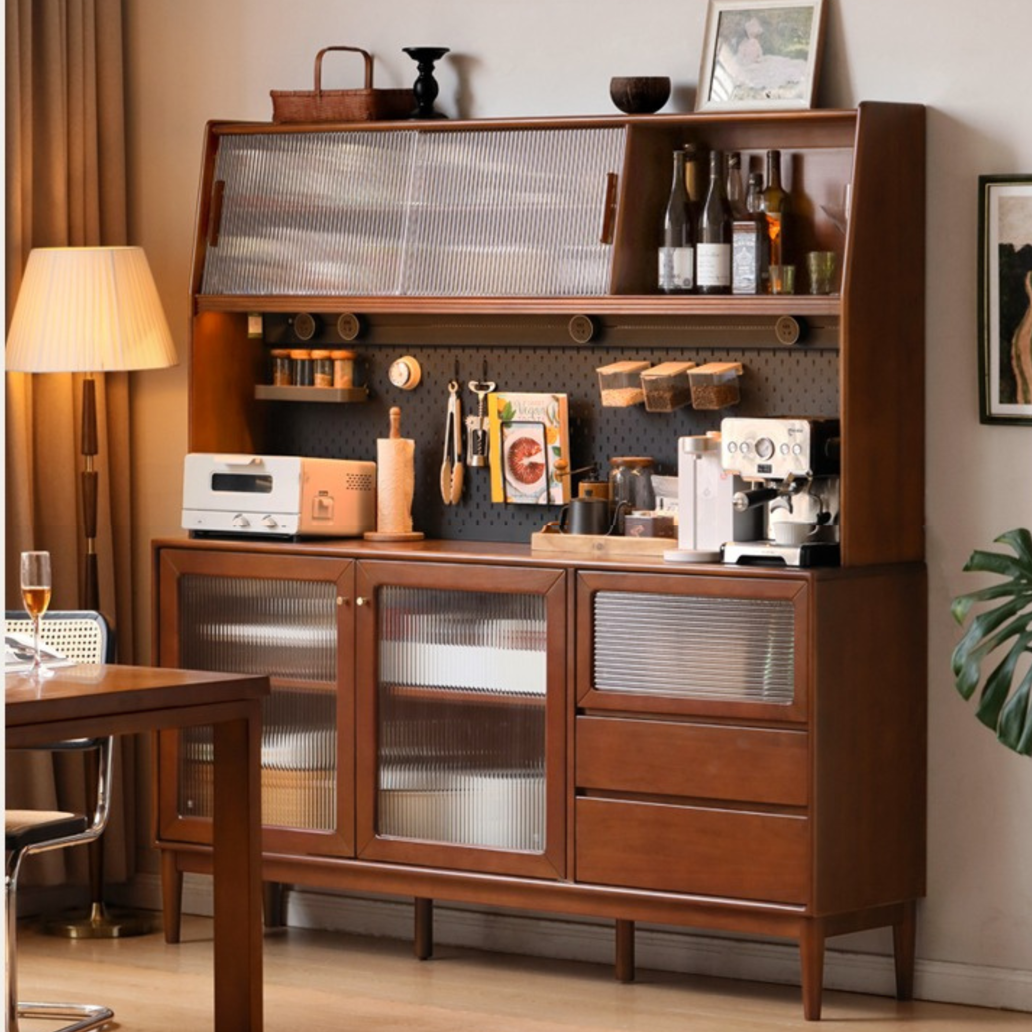 Poplar Solid Wood Sideboard Wall Mounted Cabinet
