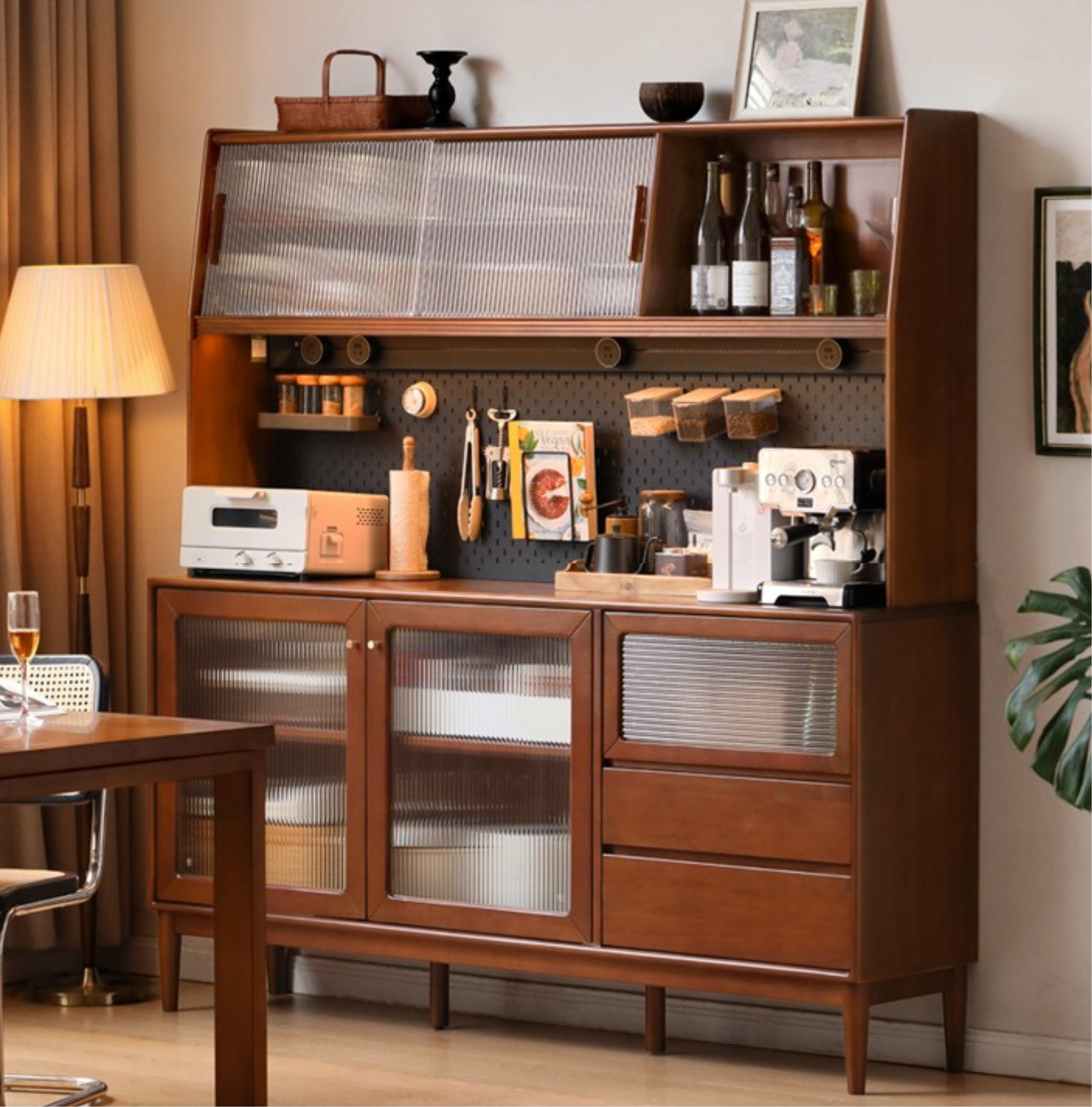 Poplar Solid Wood Sideboard Wall Mounted Cabinet