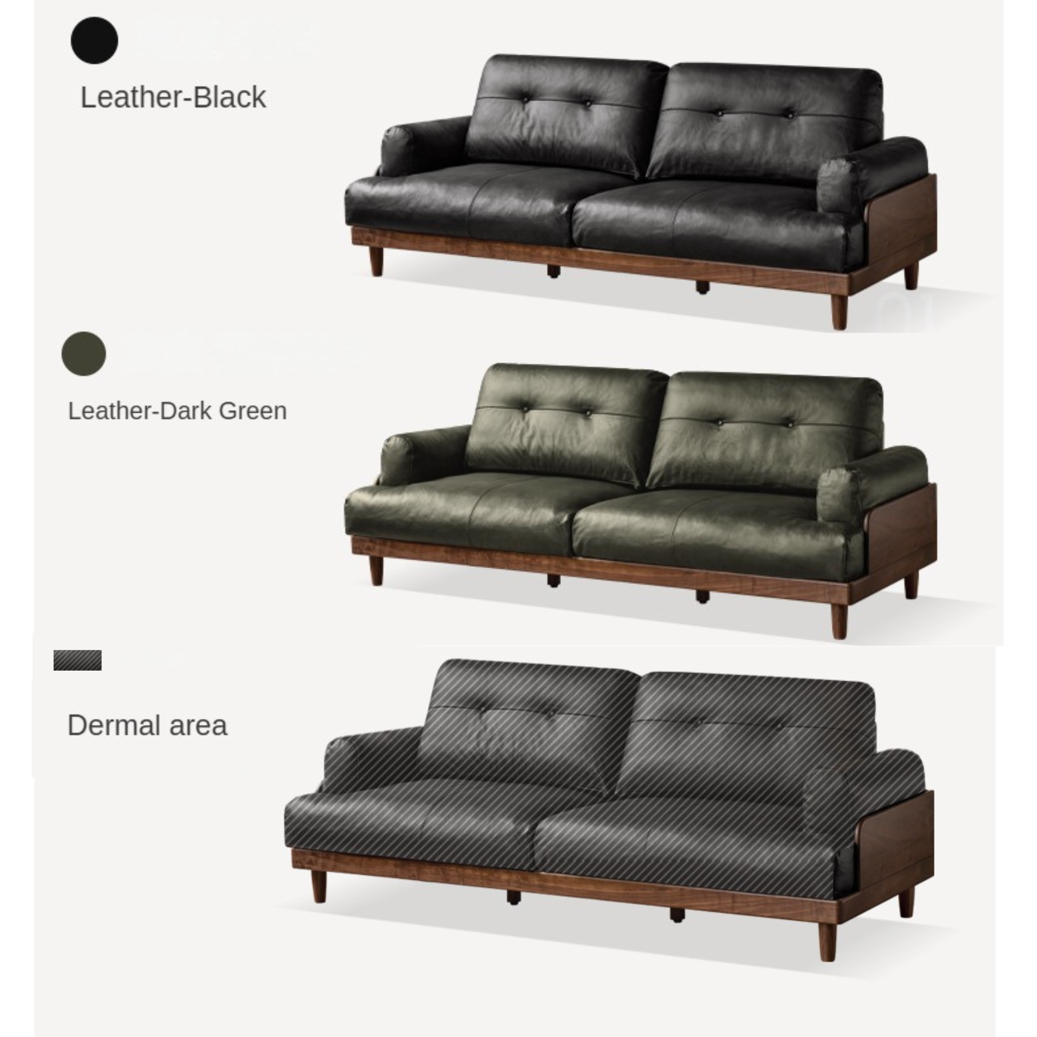 Black Walnut Solid Wood Leather, Fabric Sofa Modern.