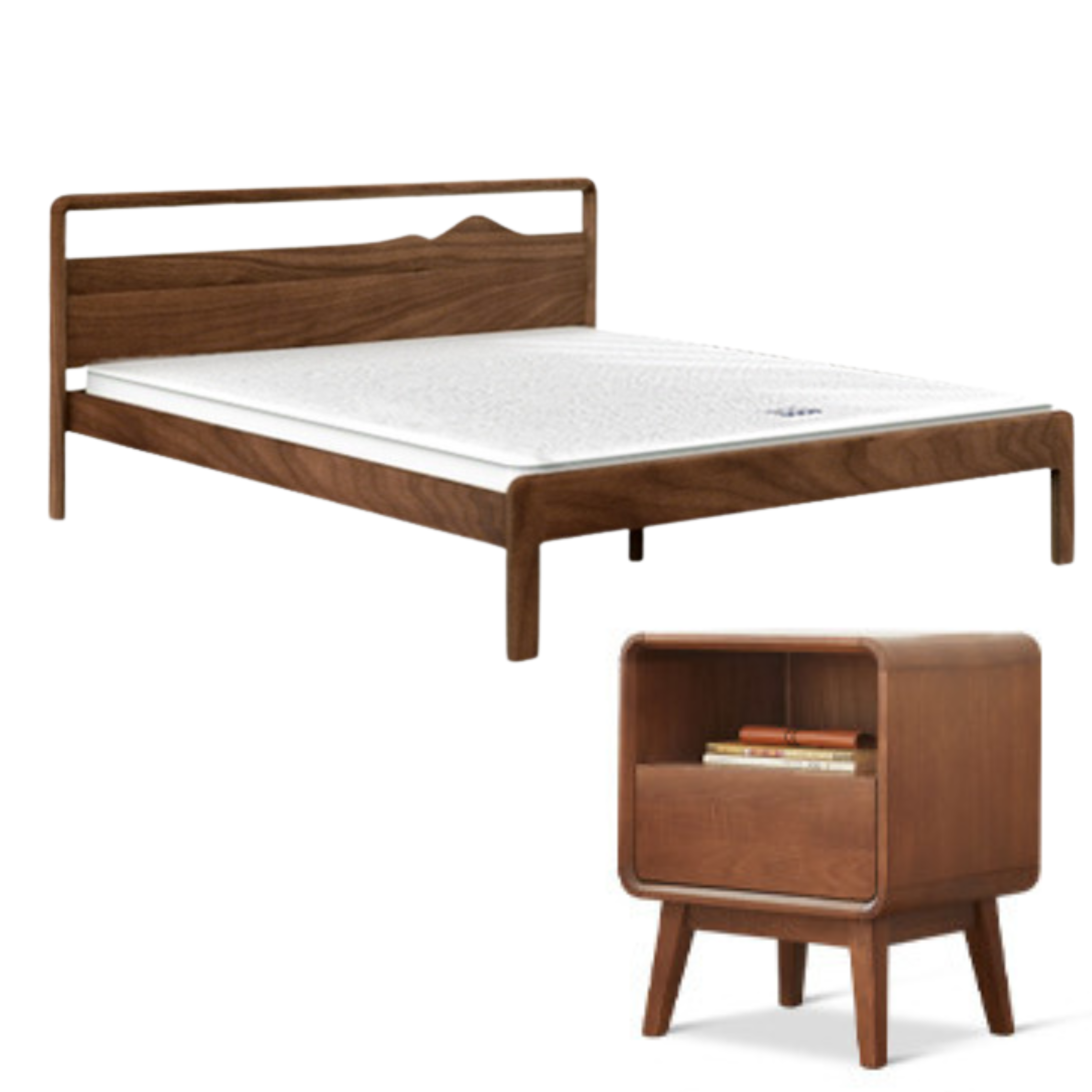 Black Walnut, Ash Solid Wood Bed