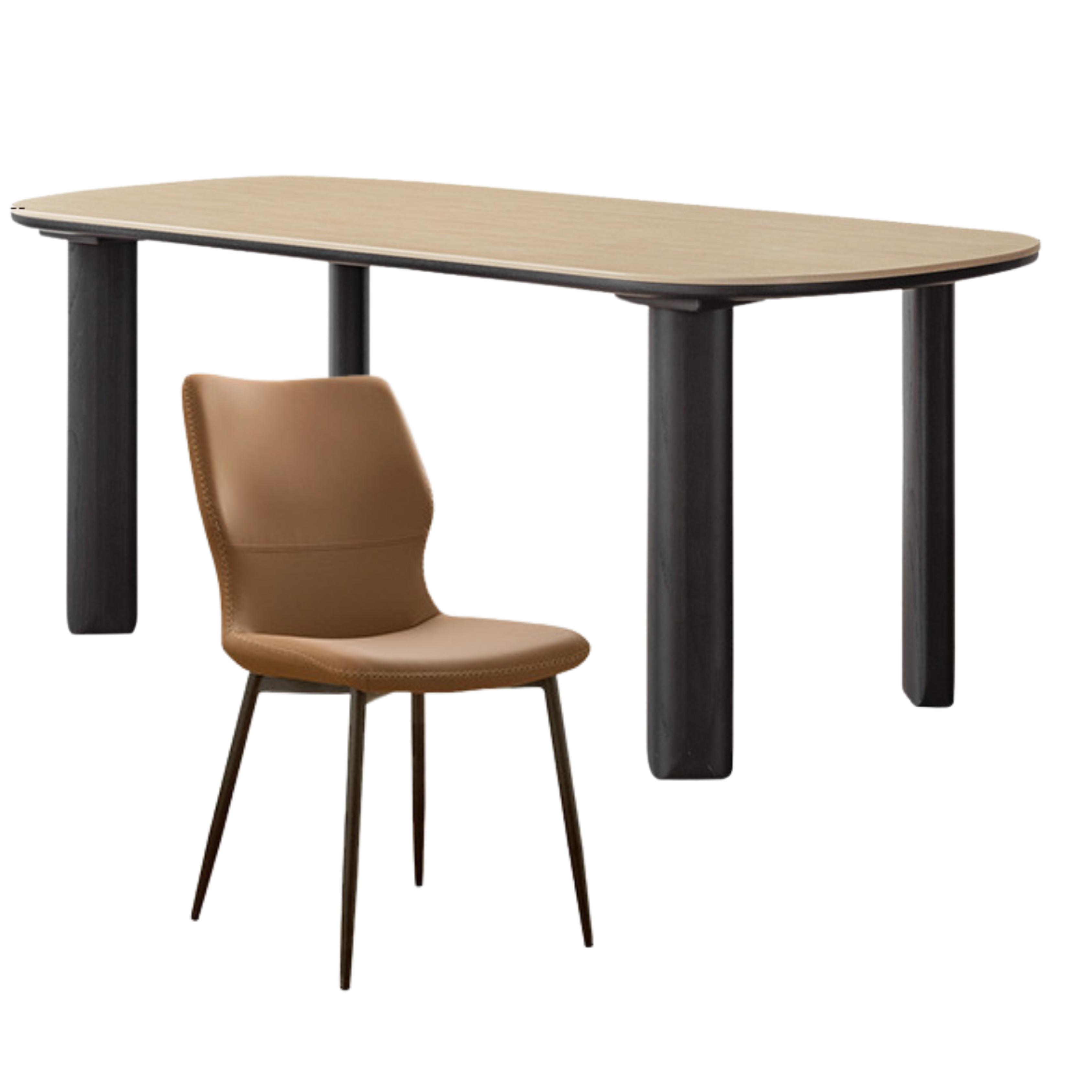 Solid Rubberwood travertine slate Dining Table