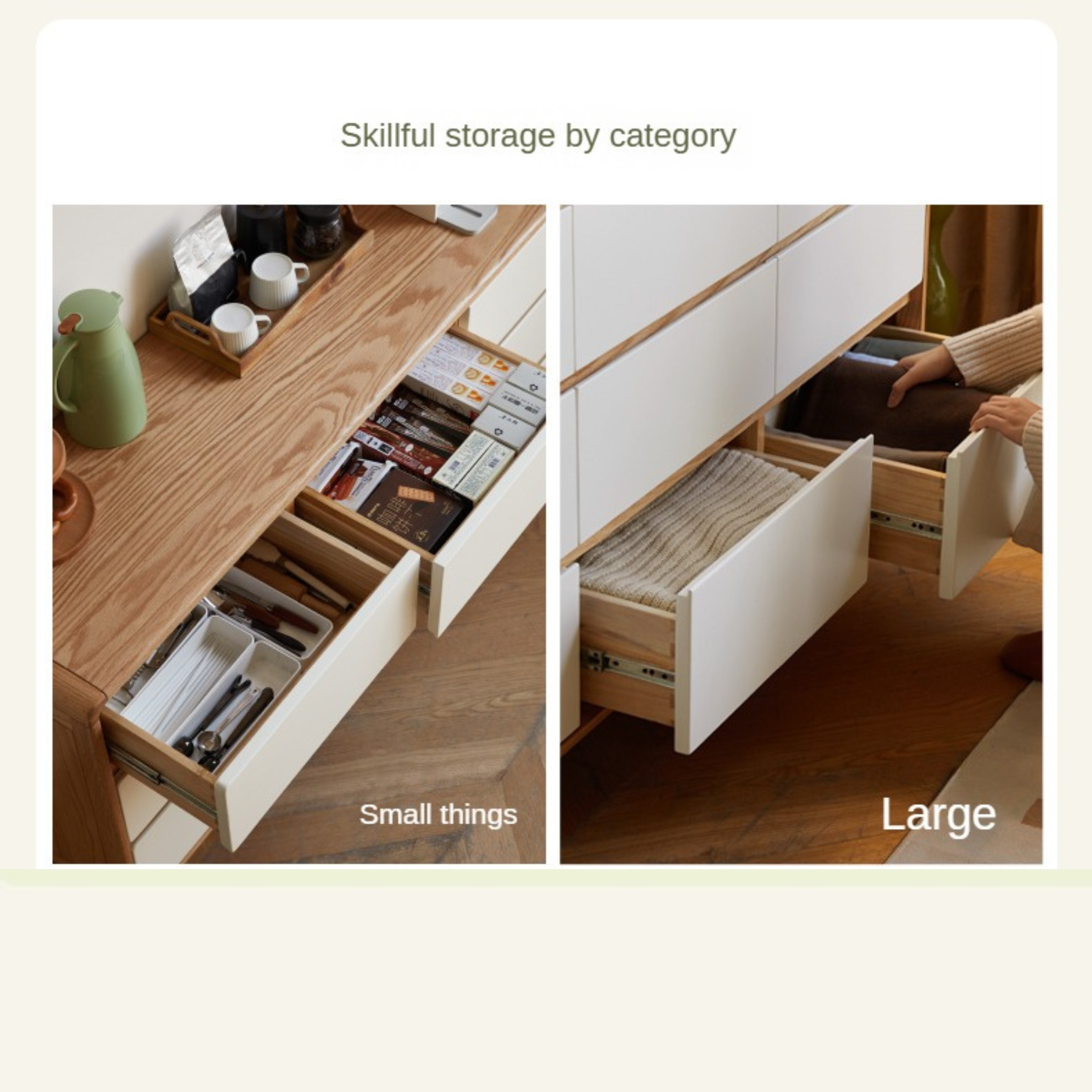 Oak Solid Wood Modern Nine Drawer Cabinet