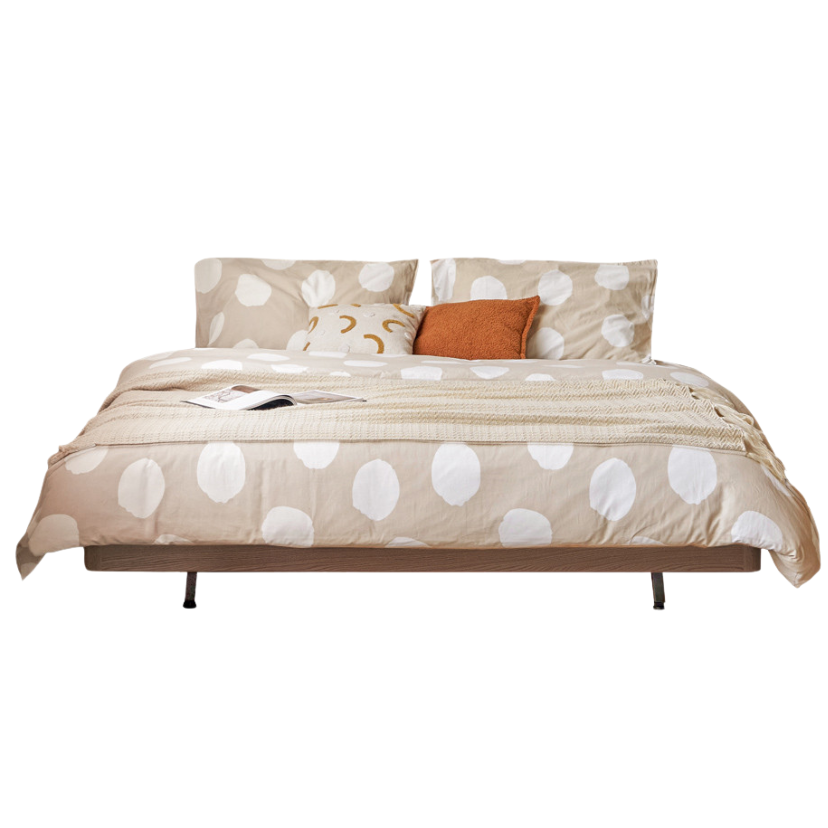 Black Walnut, Oak Solid Wood platform bed, headboard-free Suspended Bed