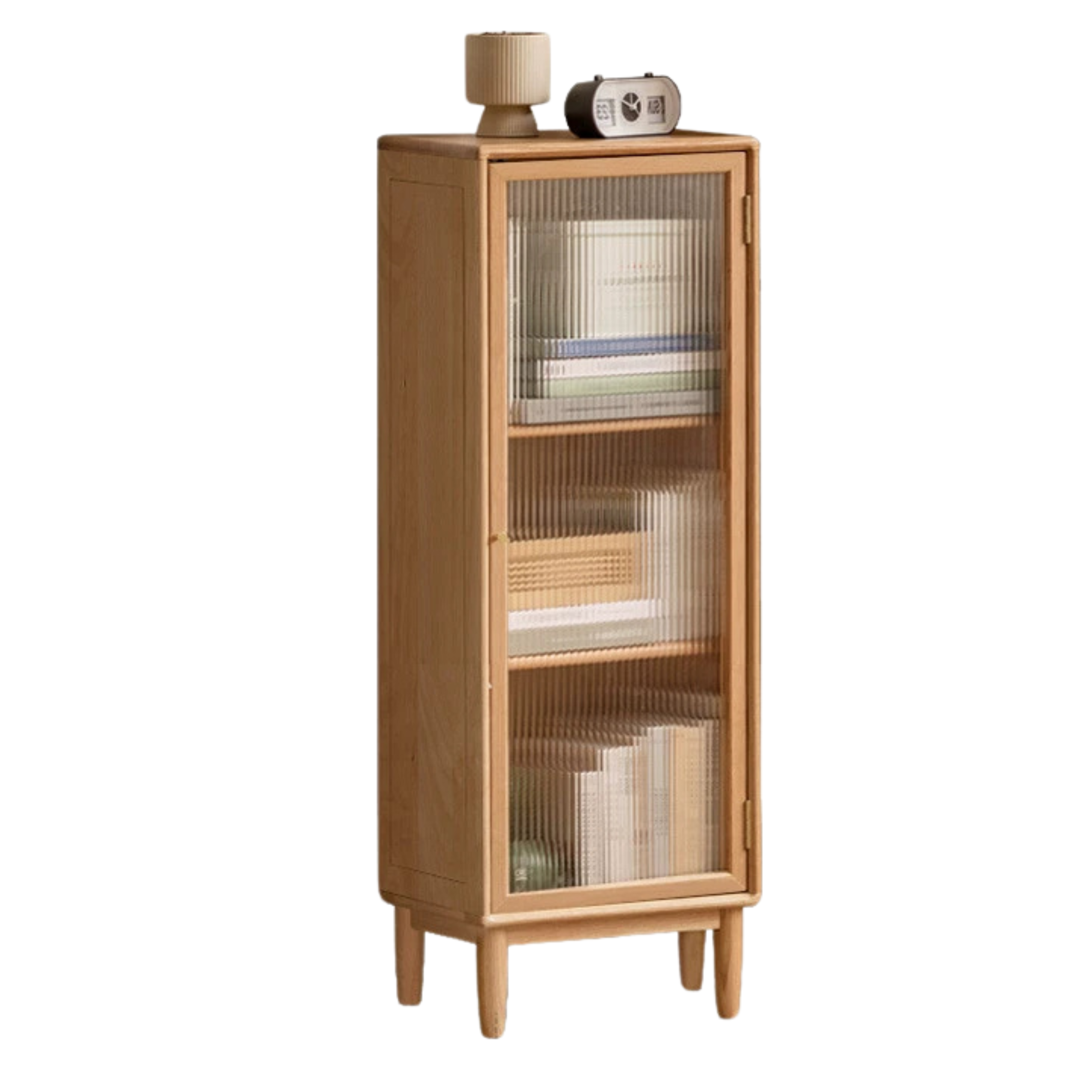 Beech Solid Wood Side Cabinet, Small Bookcase.