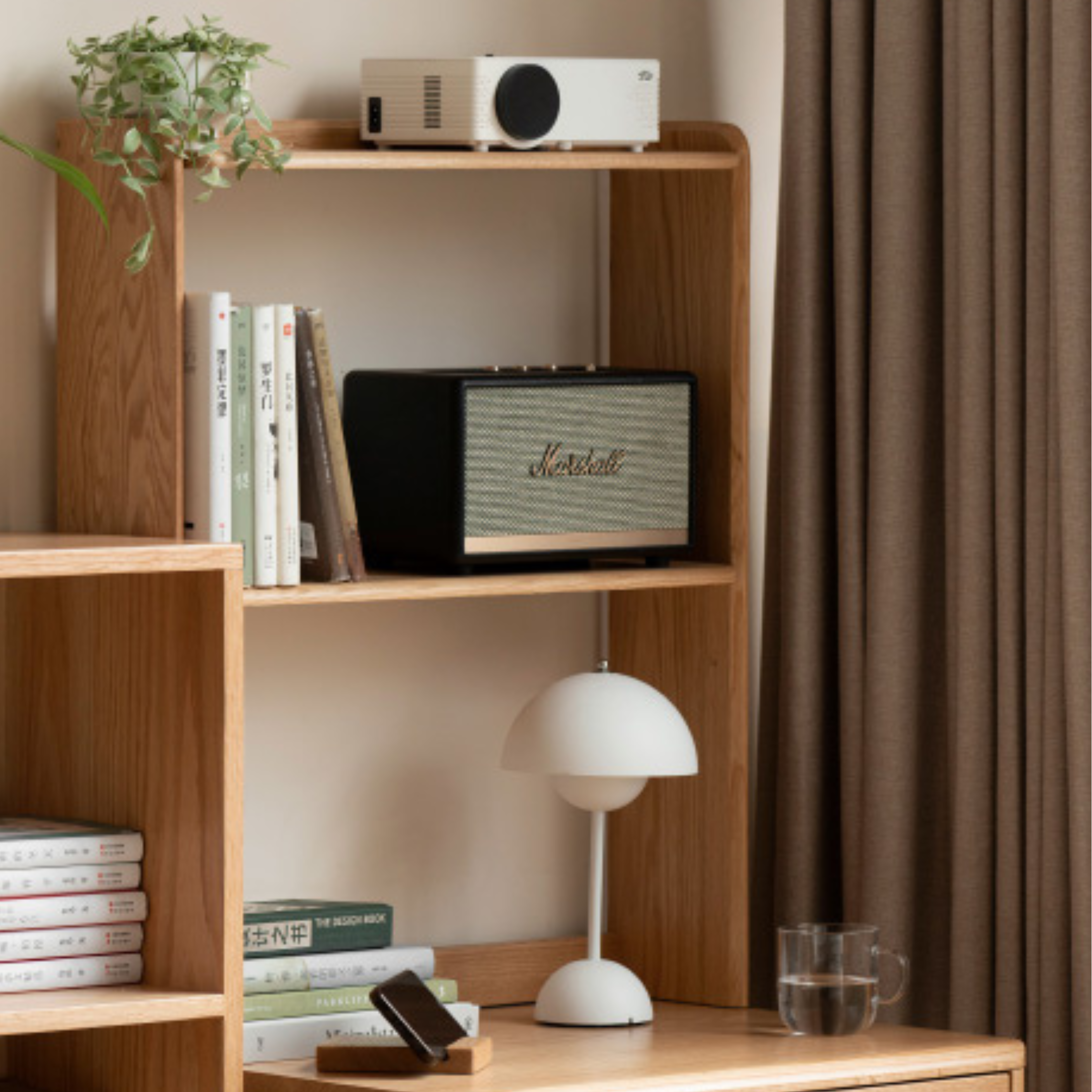 Oak Solid Wood Desk Bookshelf