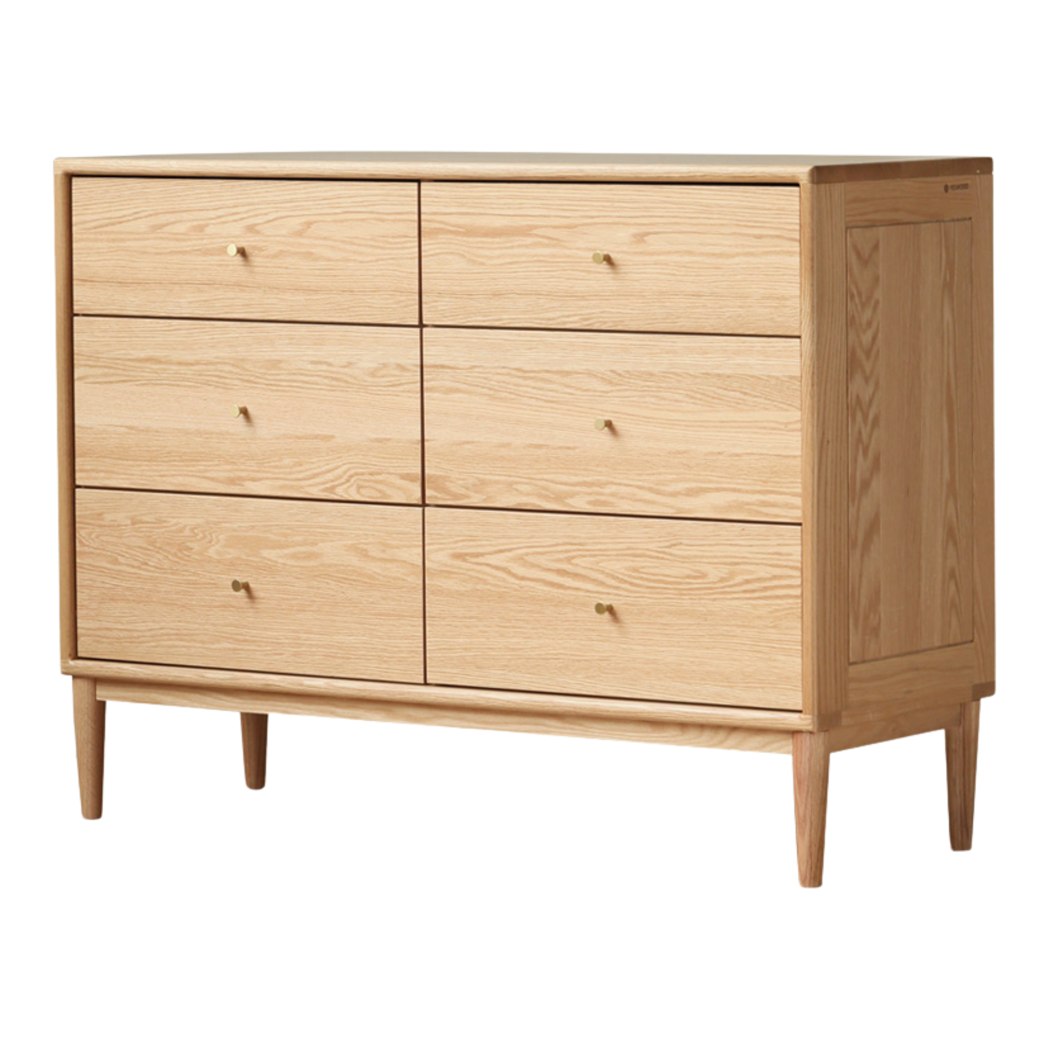 Oak Solid Wood, Solid RubberWood Nordic Chest of Drawers