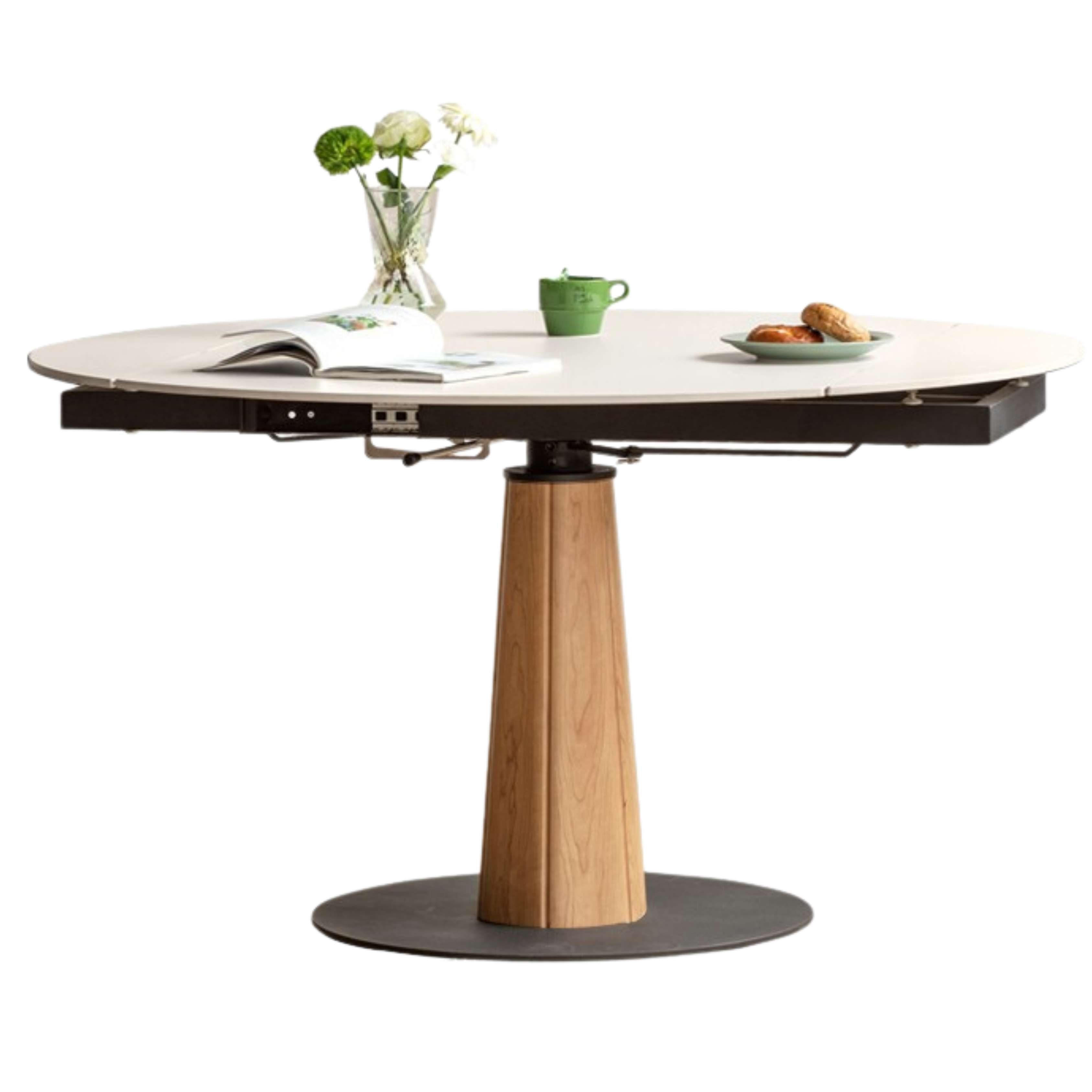 Cherry, Black Walnut, Ash Solid Wood Folding Retro Rock Plate Dining Table