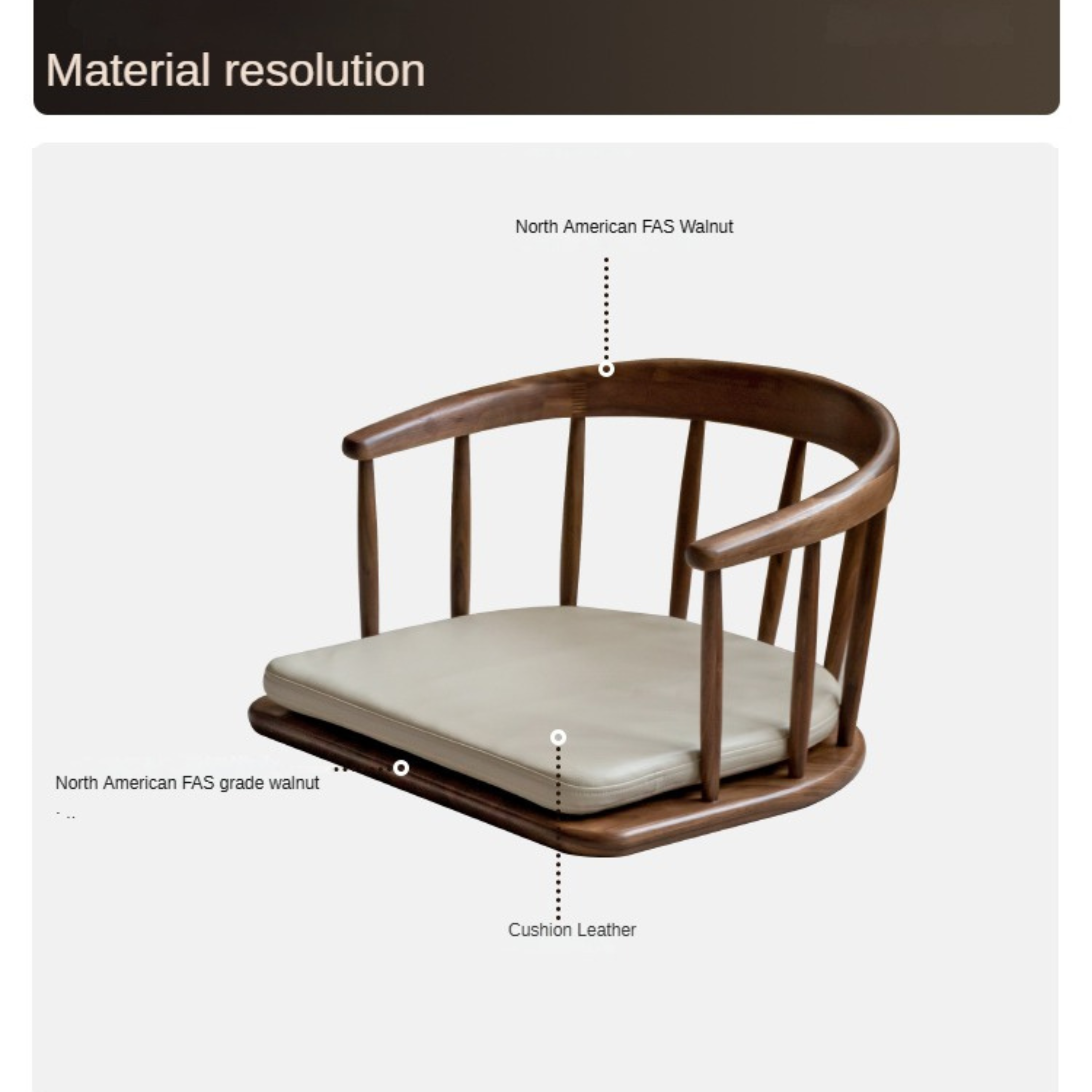 Black Walnut Solid Wood Tea Chair