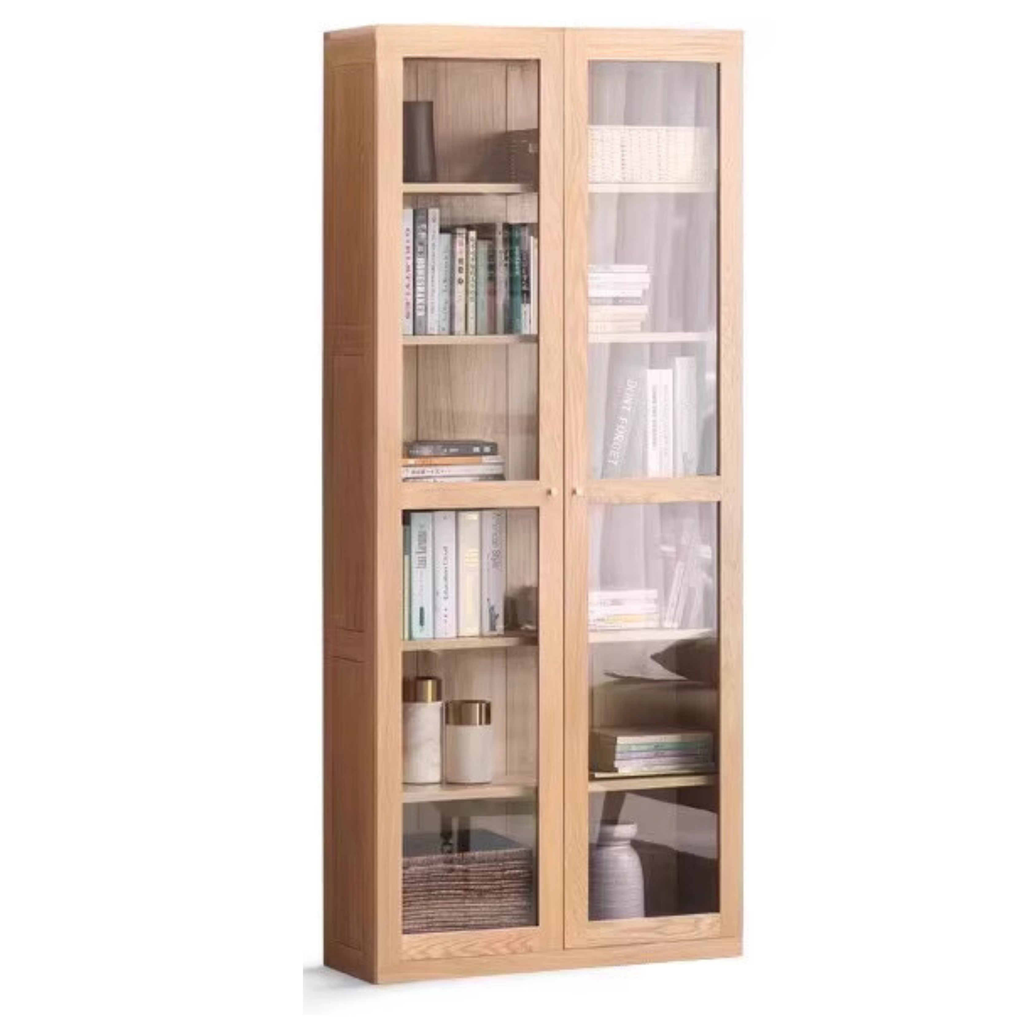 Oak, Solid Rubberwood Bookshelf, Bookcase