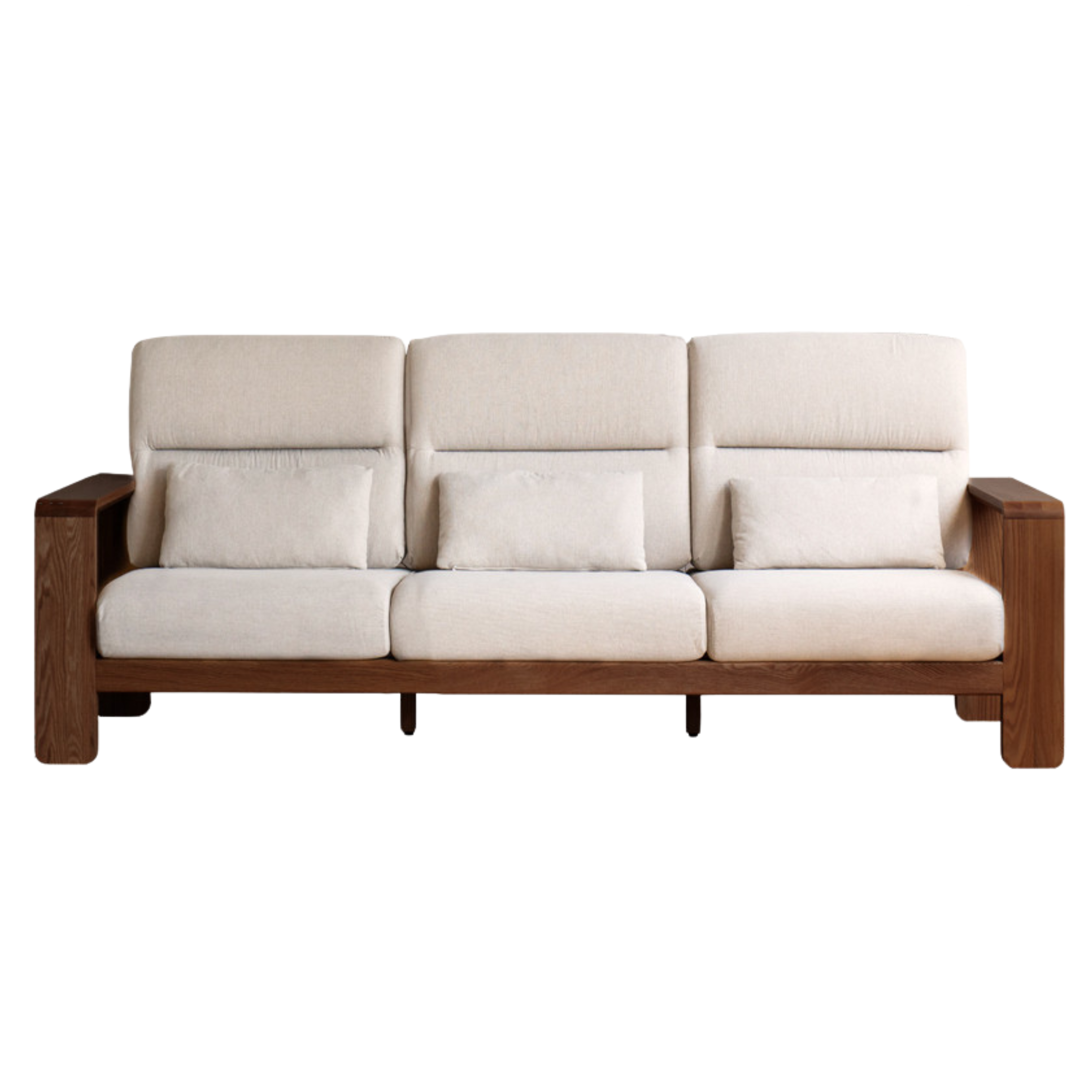 Oak Solid Wood High Back Fabric Corner Sofa Modern