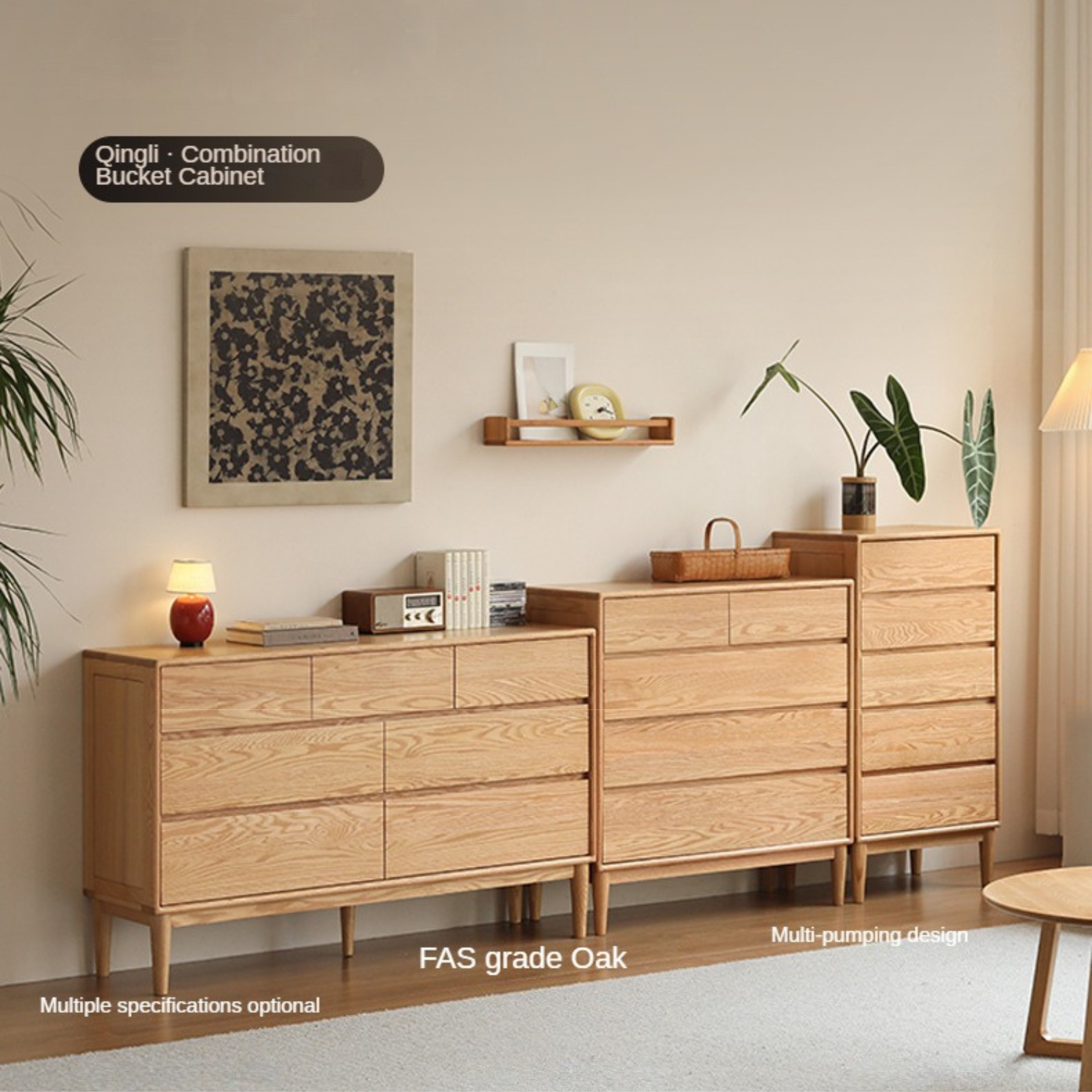 Oak Solid Wood Small Chest of Drawers