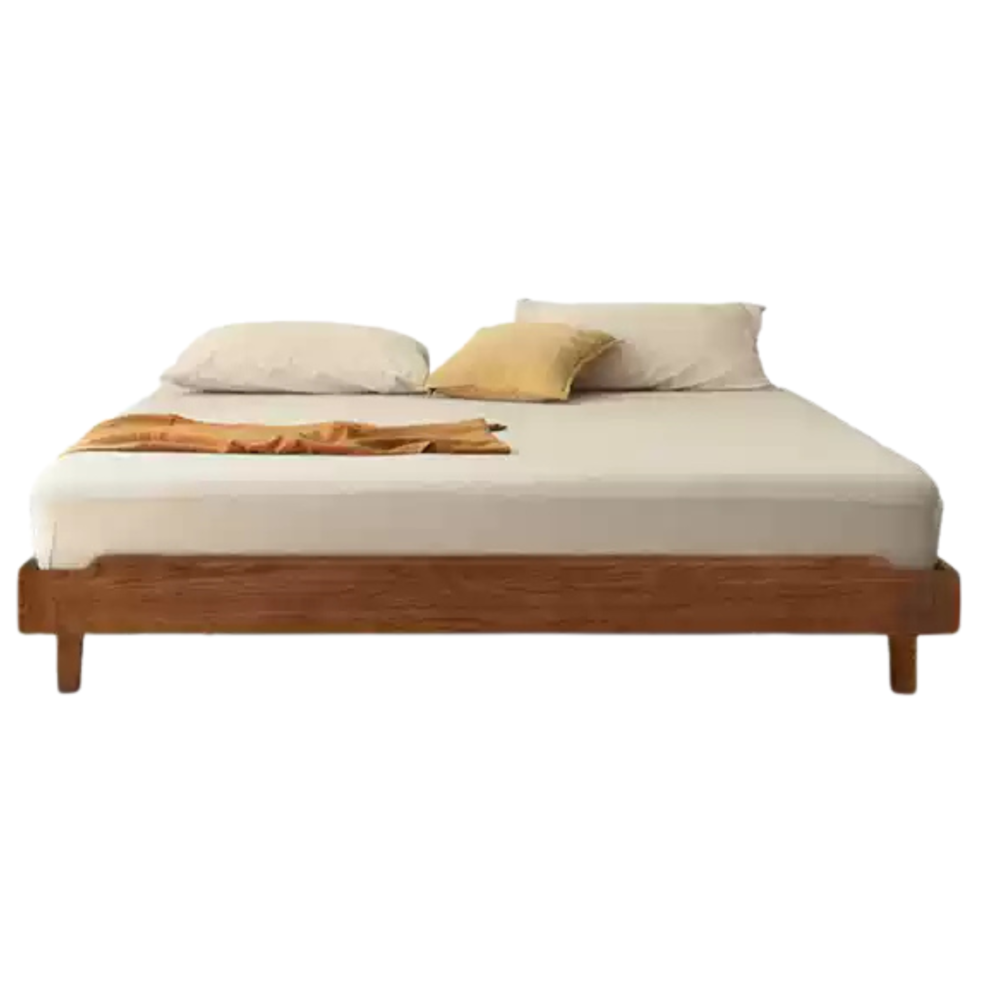 Ash Solid Wood Platform Bed, Headboard-Free Bed
