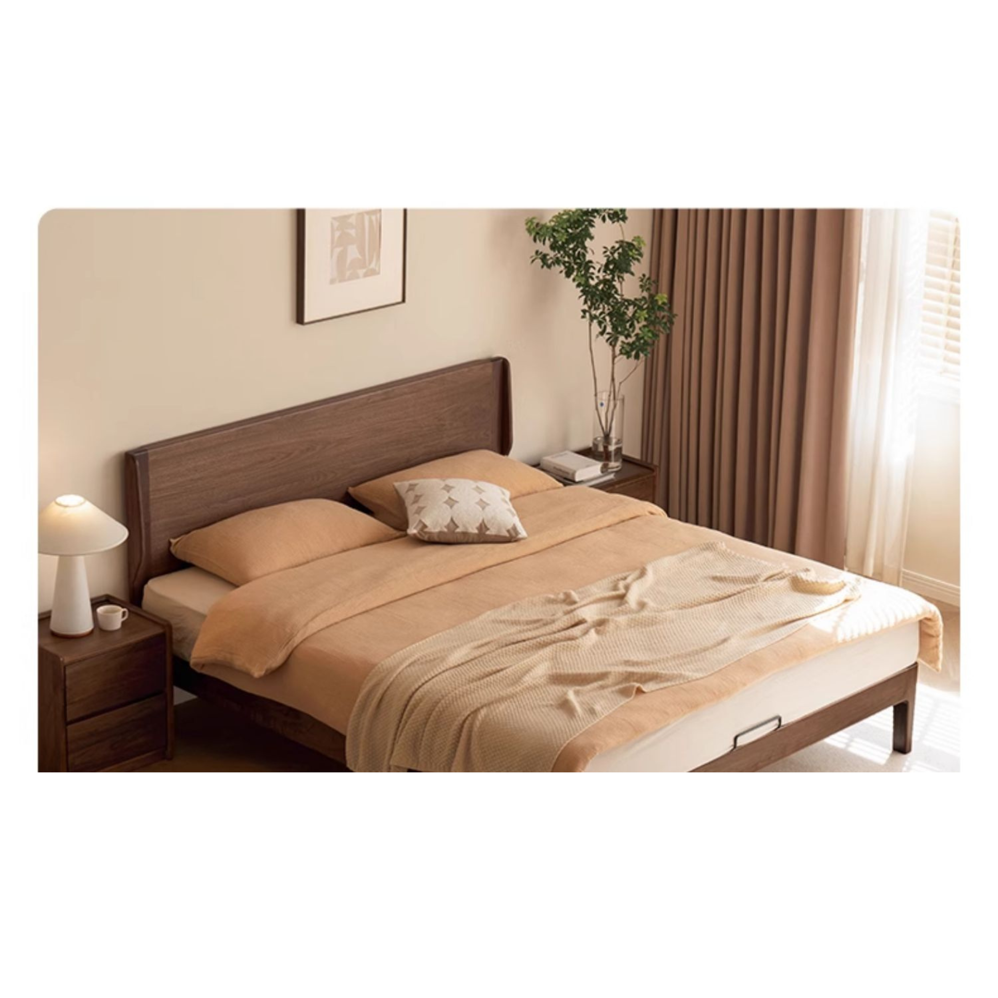 North American Black Walnut Solid Wood Large Bed