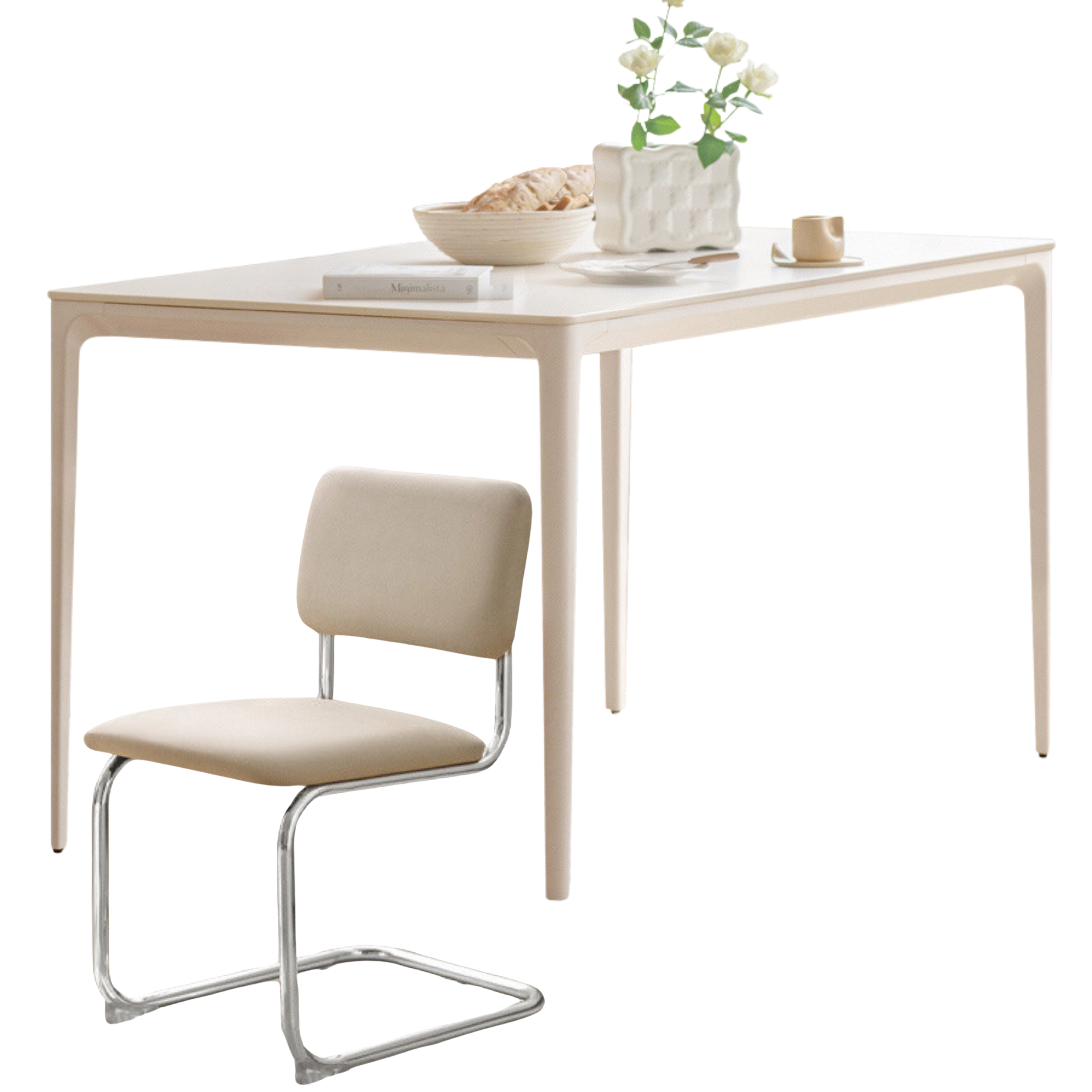 Rock Slab Dining Table Iron-cream