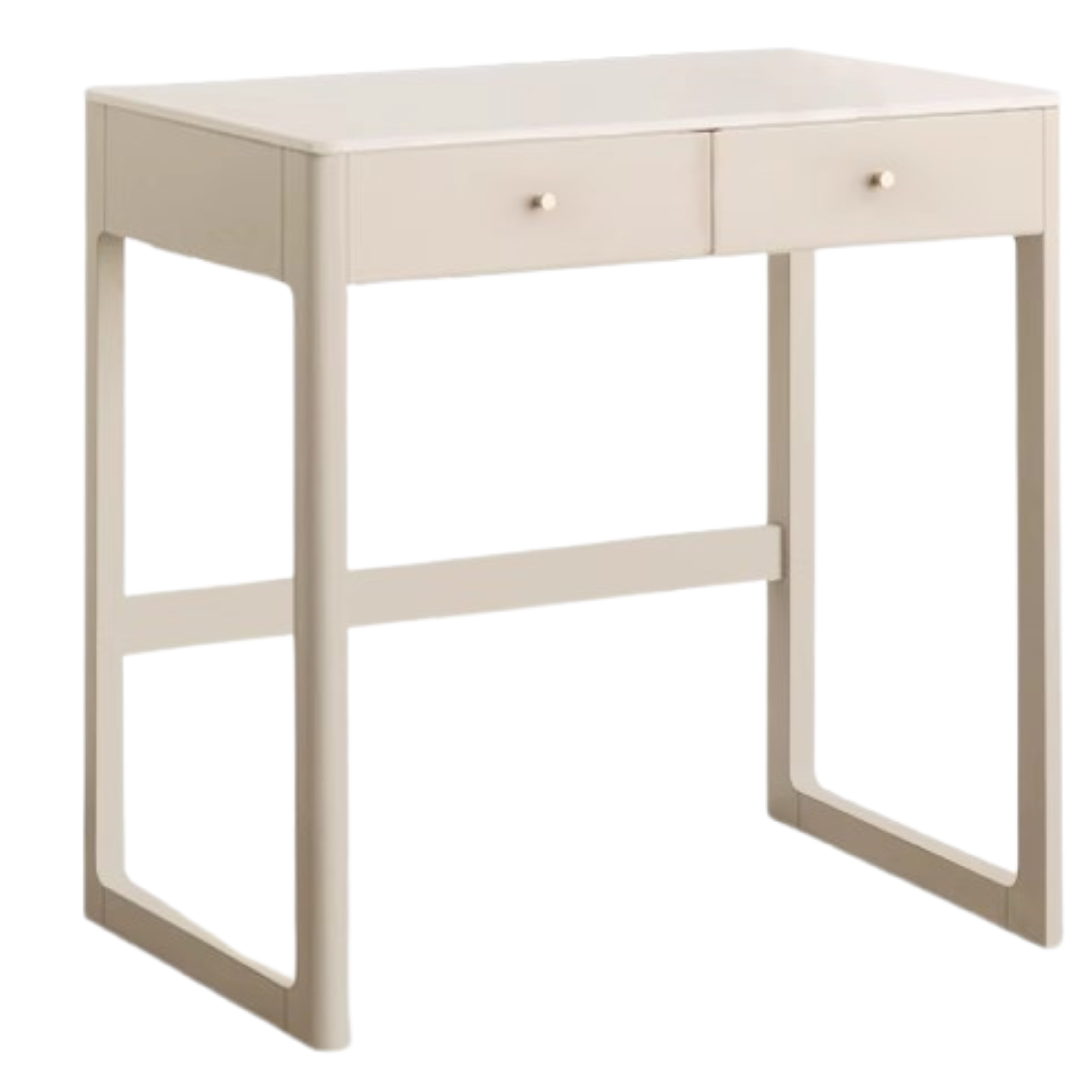 Poplar, Solid Rubberwood Rock Board Desk Bookshelf Integrated White Cream