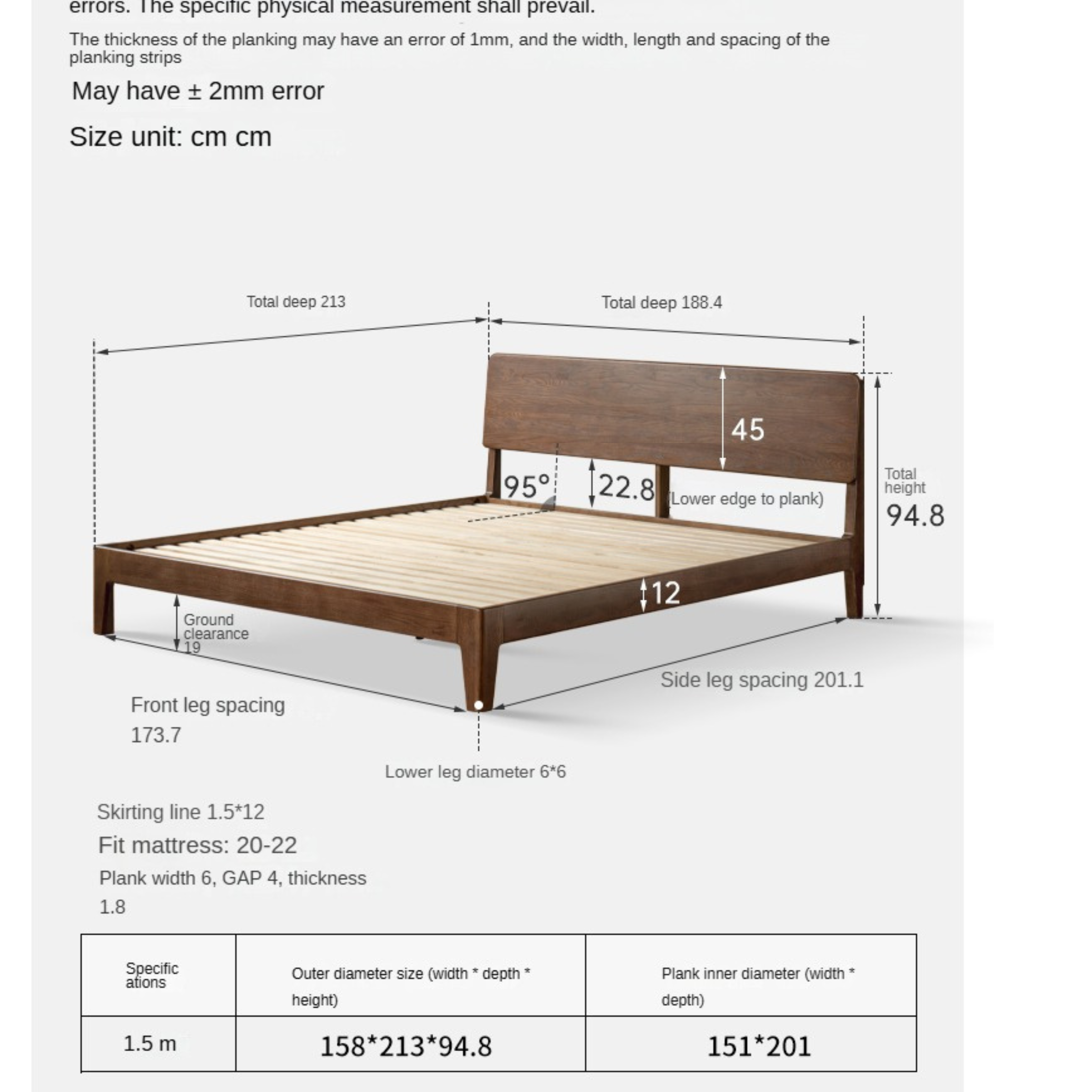 Oak Solid Wood High Back Large Bed