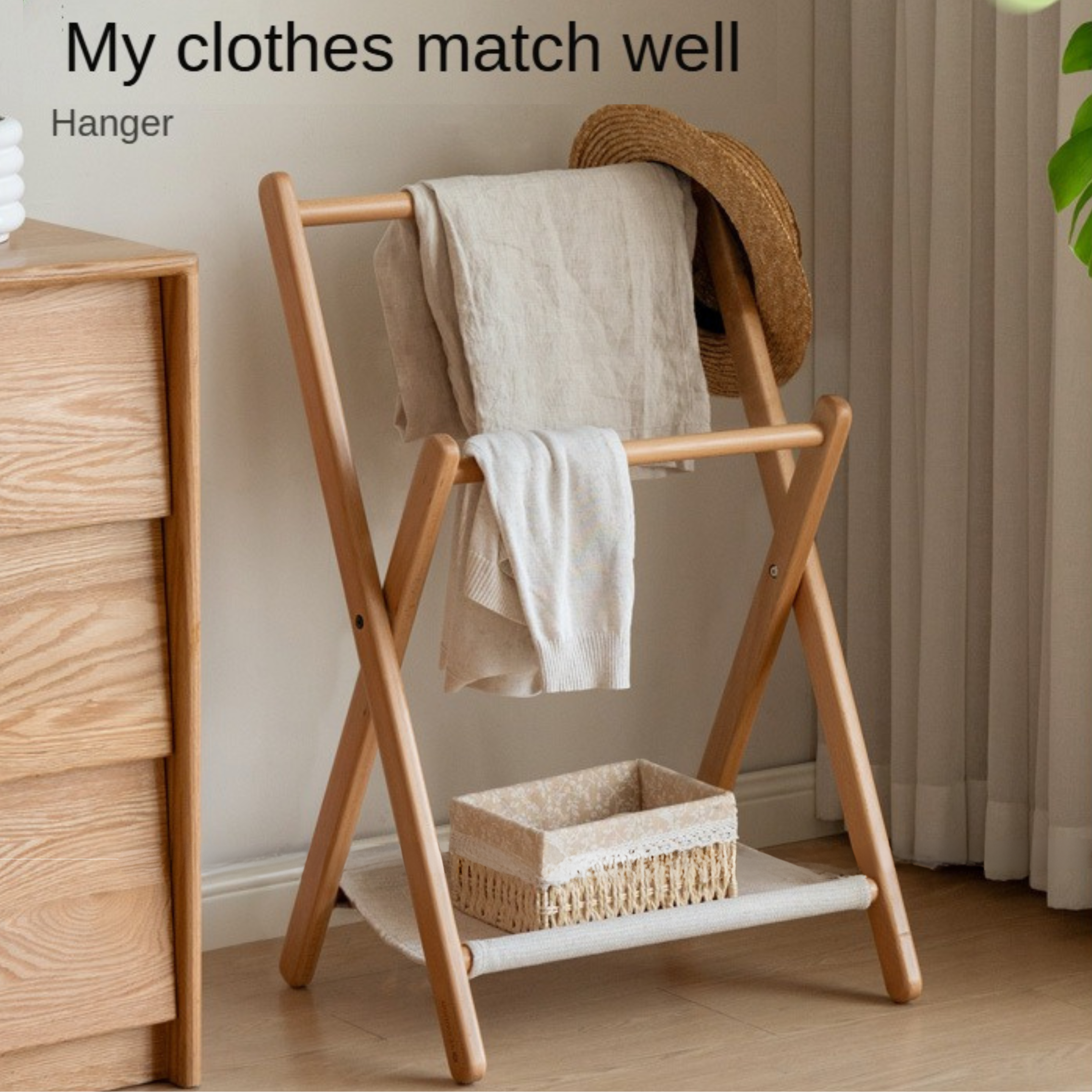 Beech solid wood clothes hanger
