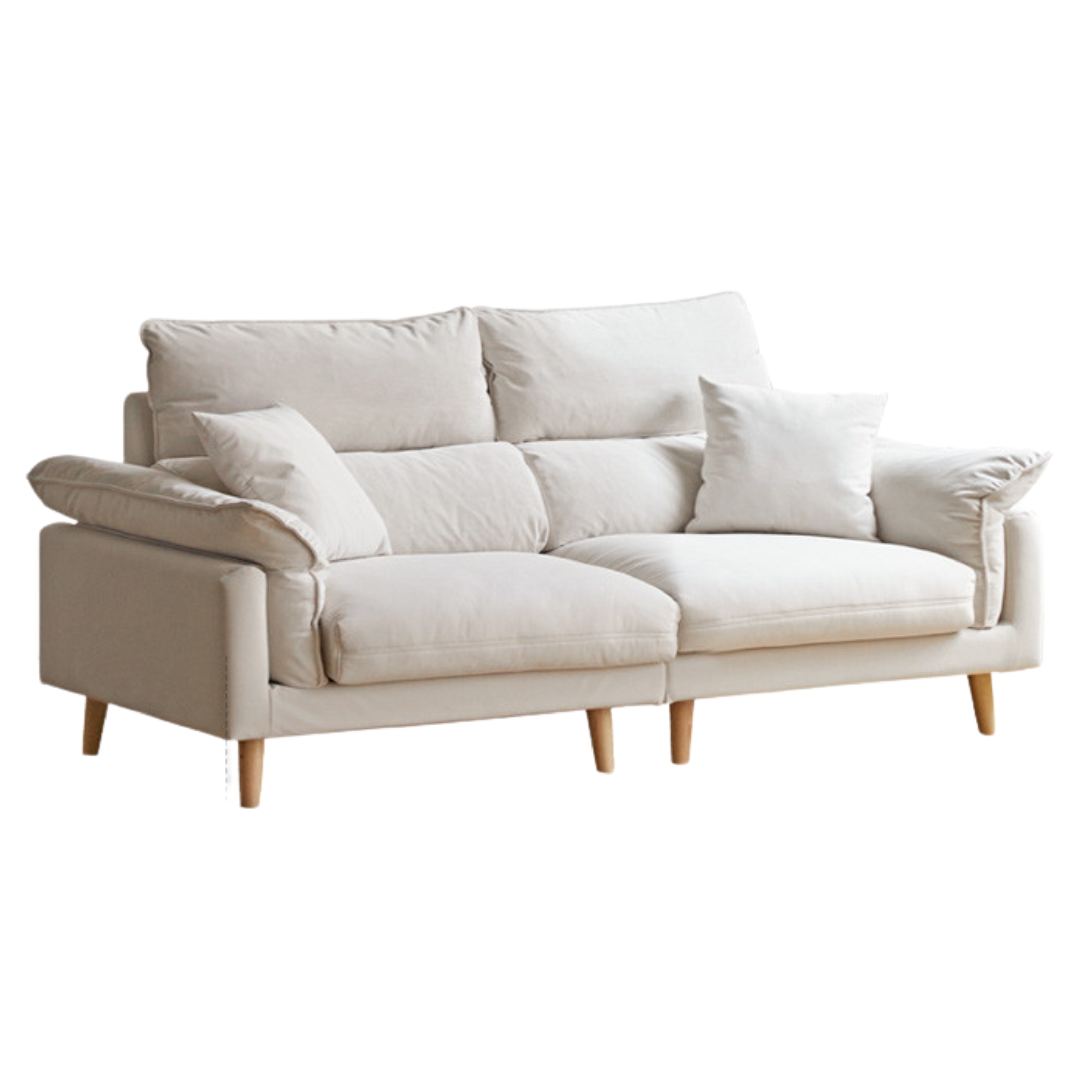 Fabric, Leather Modern White Down Sofa.