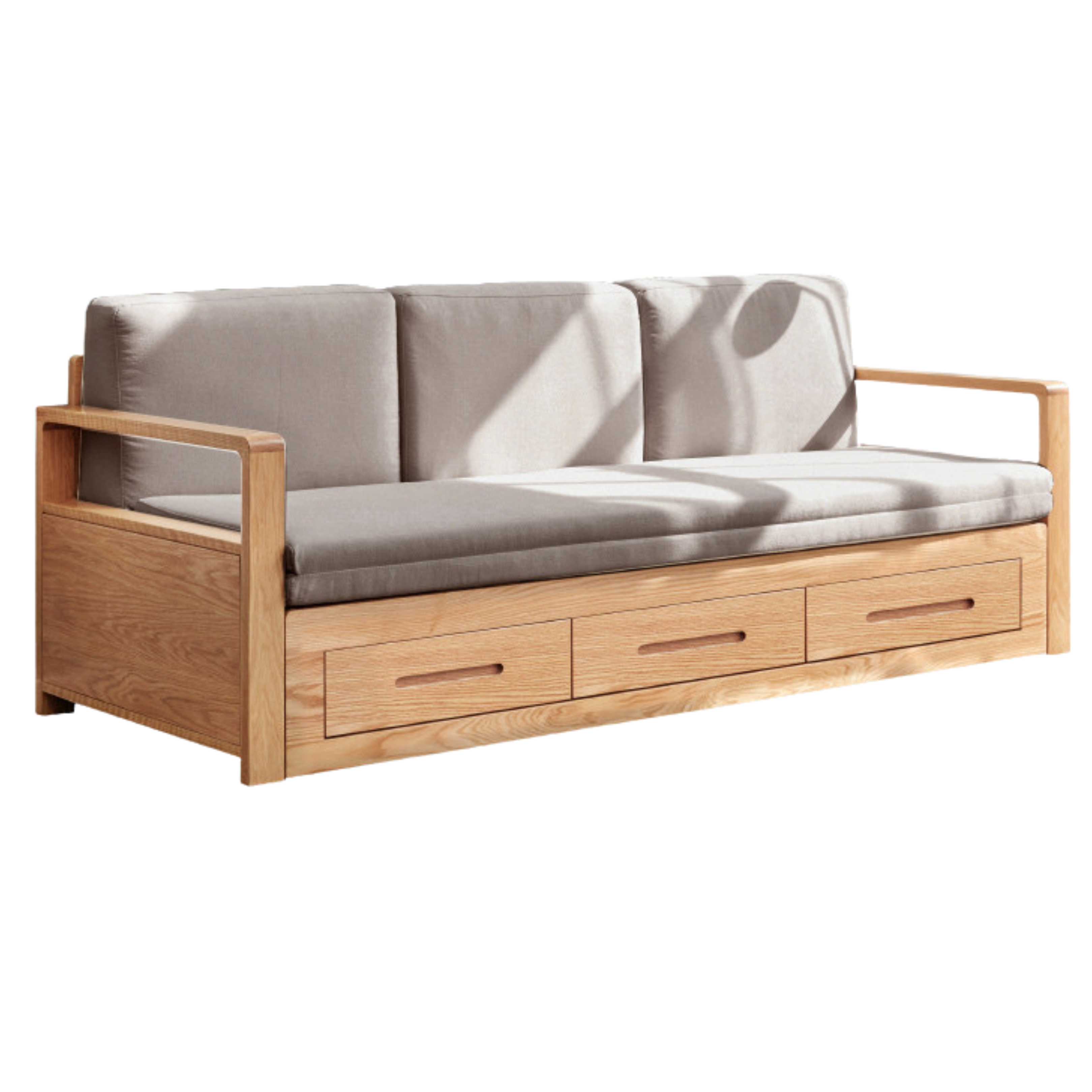 Oak, Ash Solid Woof Folding Storage Sofa Bed.