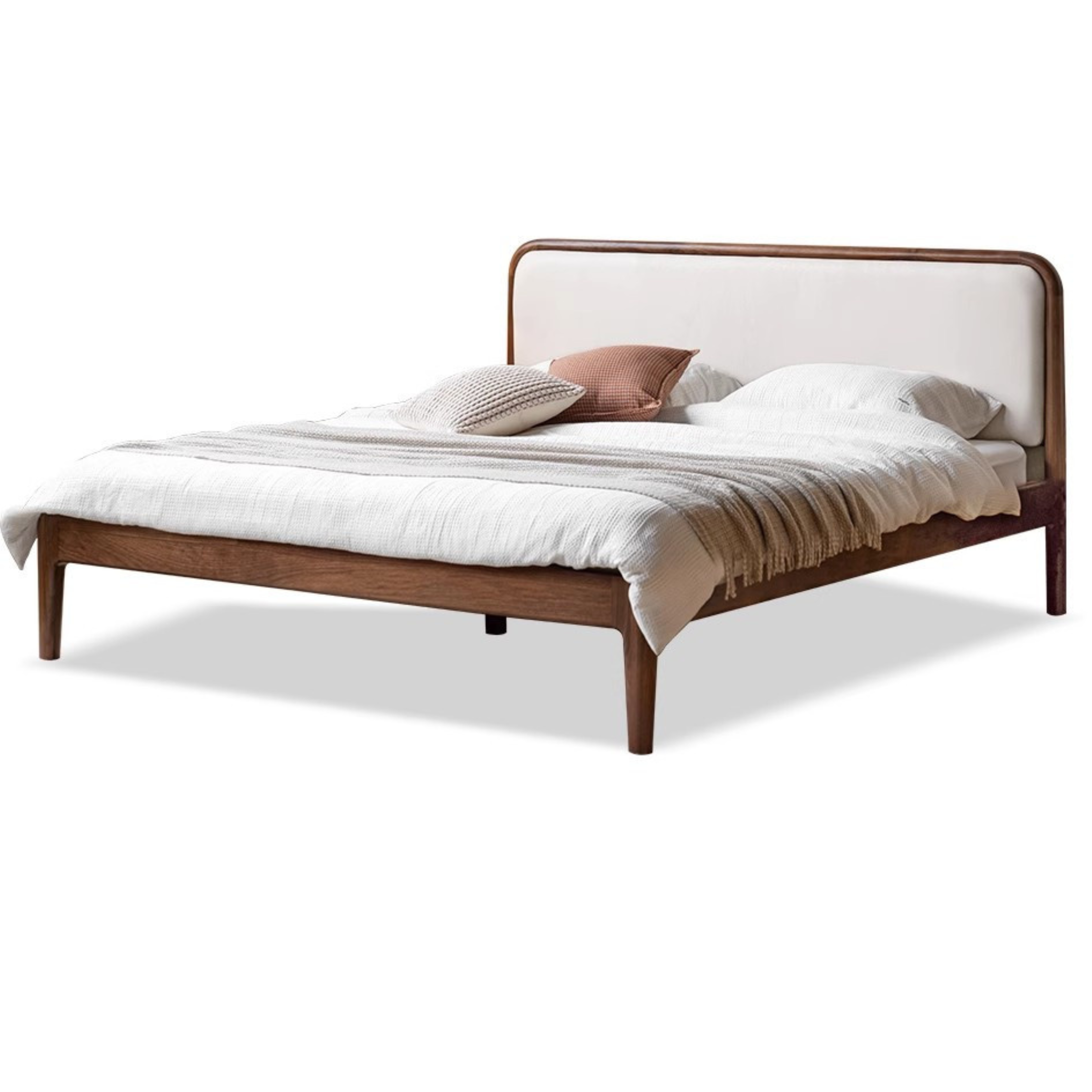 Black Walnut,Cherry Wood Cowhide Leather,Technical Cloth Bed