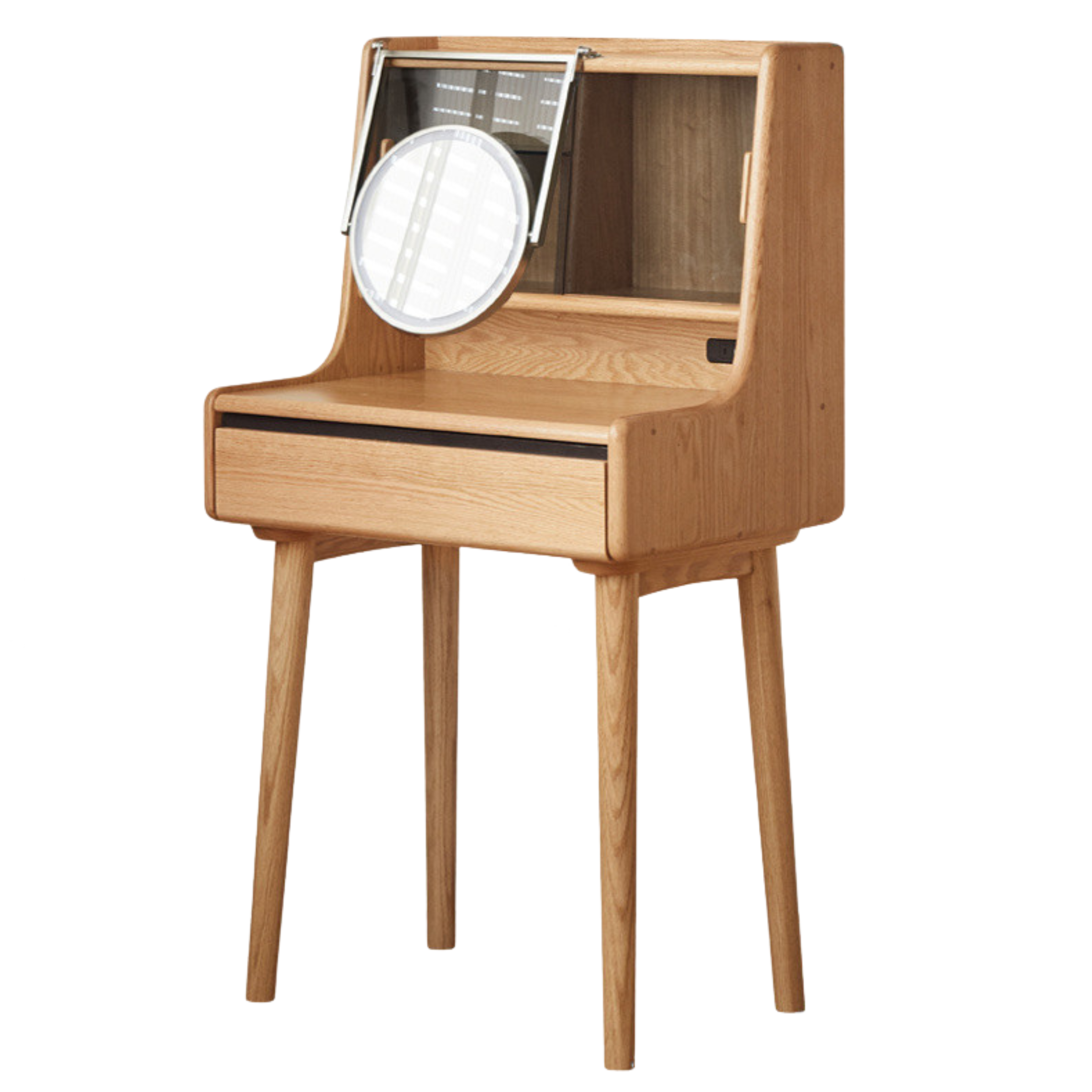 Oak Solid Wood Dressing Table Shelf Integrated.