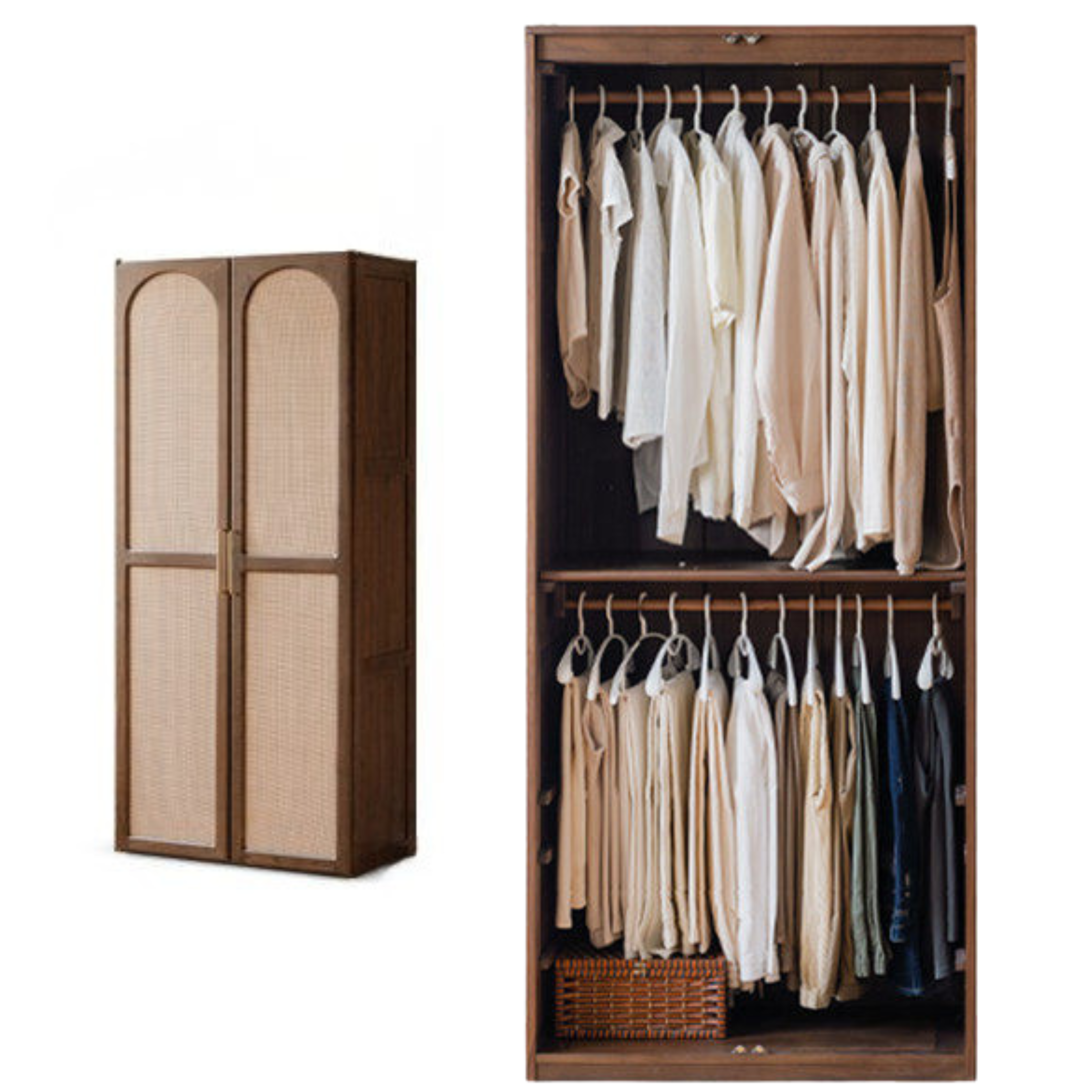 Black Walnut Solid Wood Wardrobe In Vintage Style
