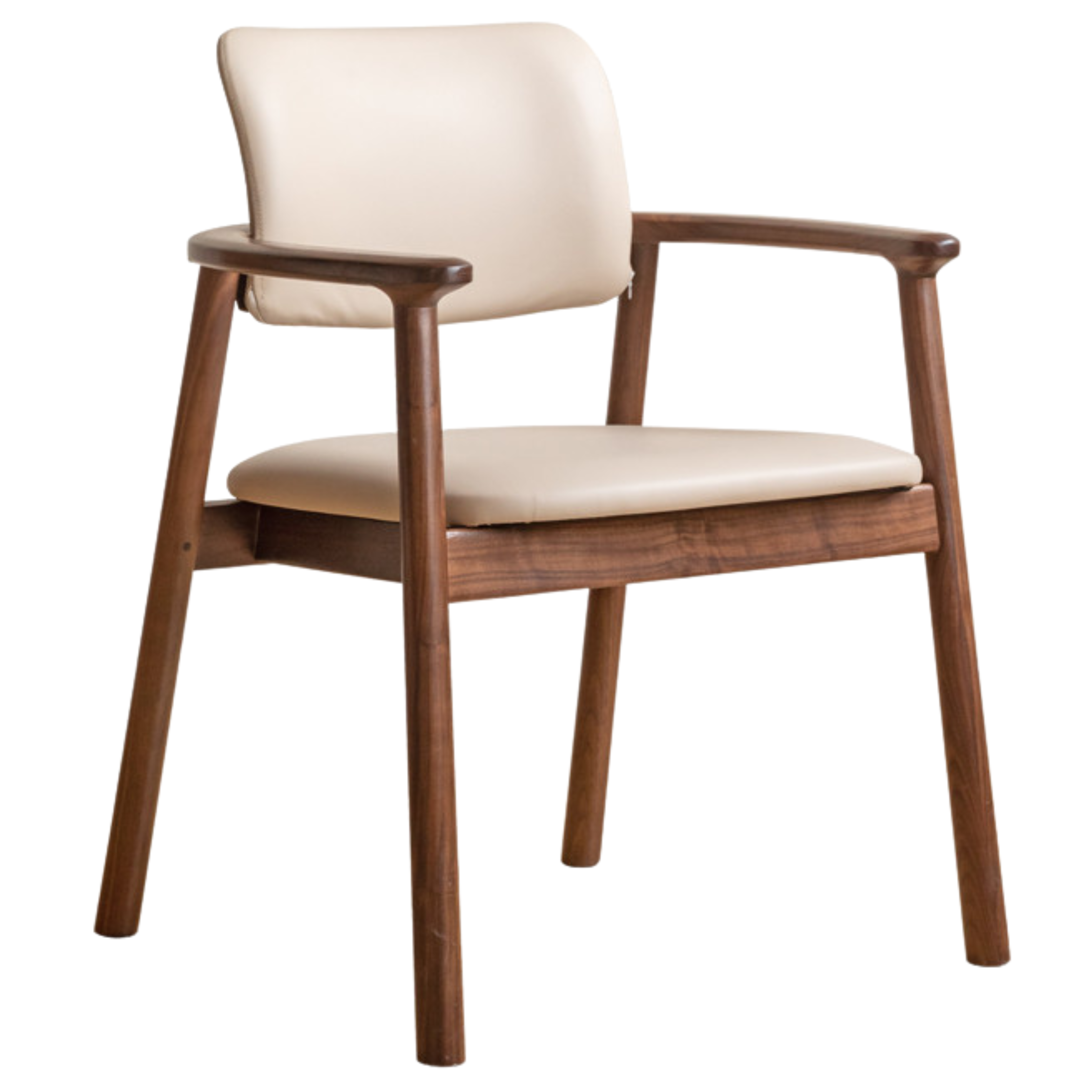Black Walnut Solid Wood Top layer of Yellow Cowhide Armchair, Organic leather: