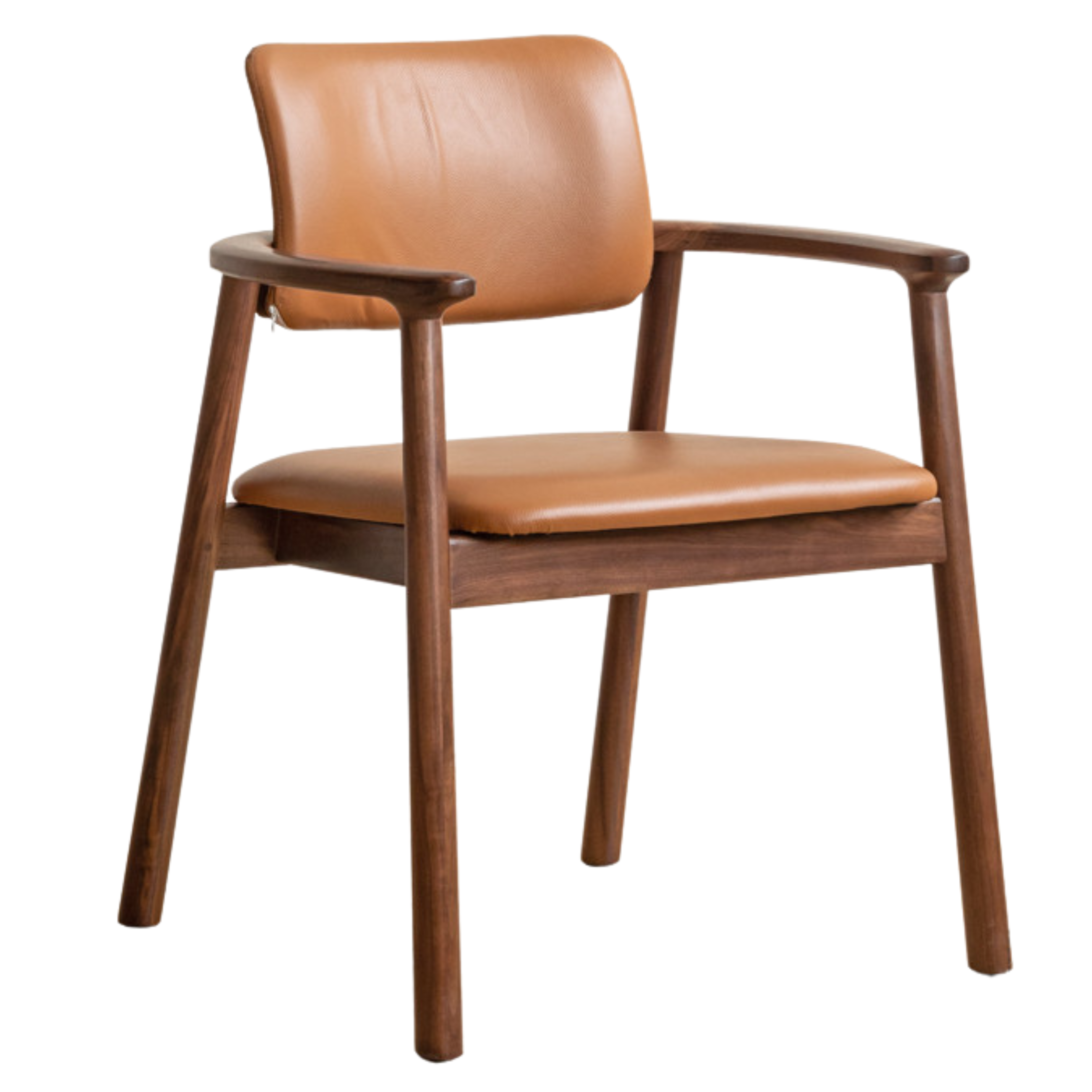 Black Walnut Solid Wood Top layer of Yellow Cowhide Armchair, Organic leather:
