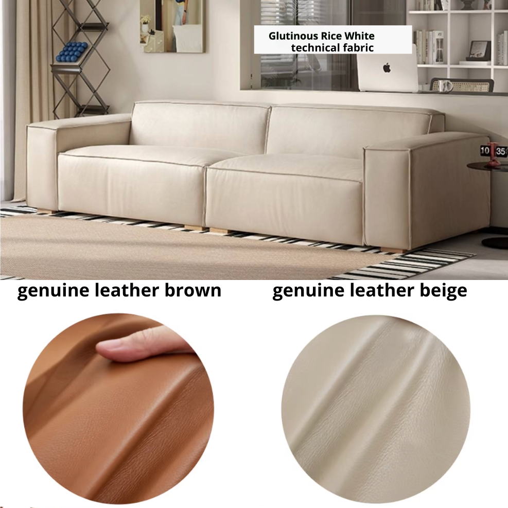 Luxury Сow Leather Sofa, Technical Fabric Sofa.