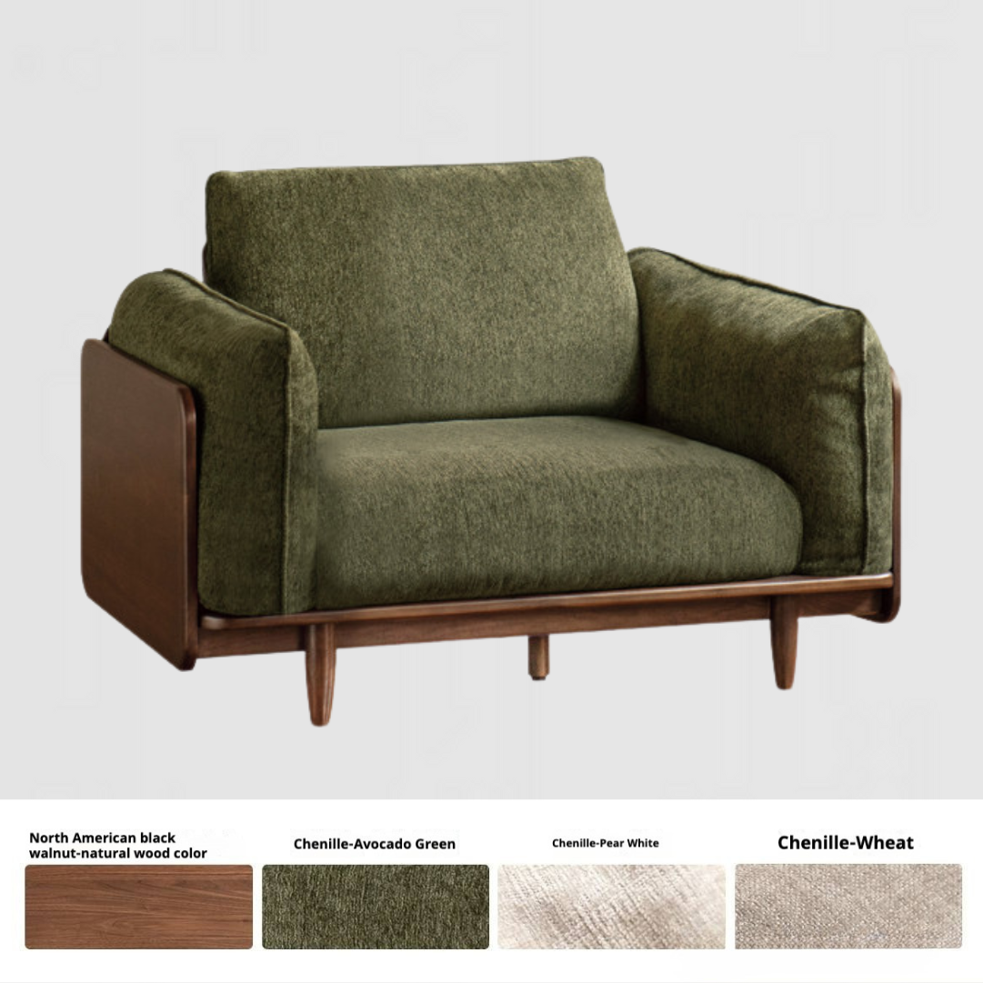 Black Walnut Solid Wood Fabric Sofa