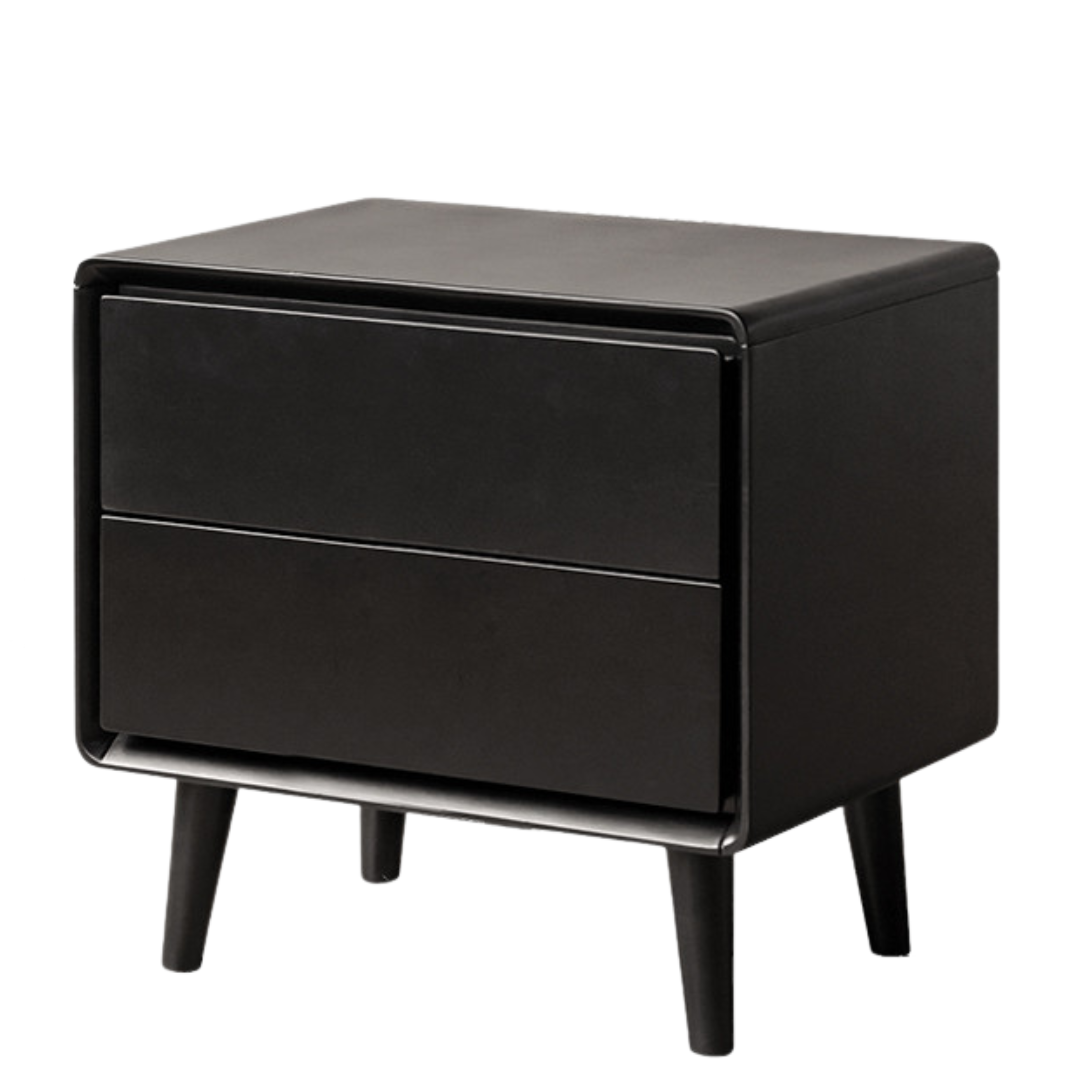 Rubber Solid Wood Black Nightstand.