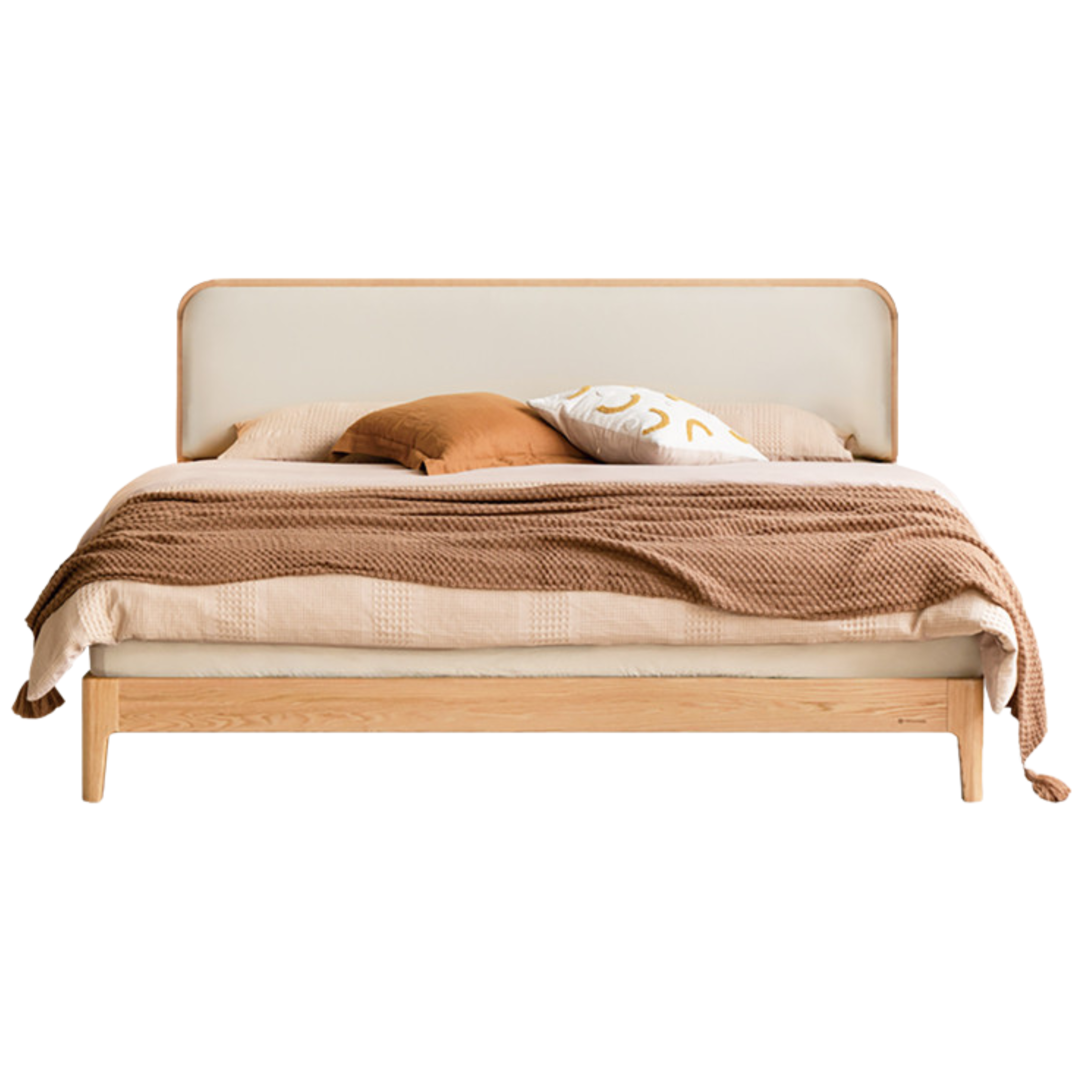 Cherry Solid Wood Technology Fabric Soft Modern Bed